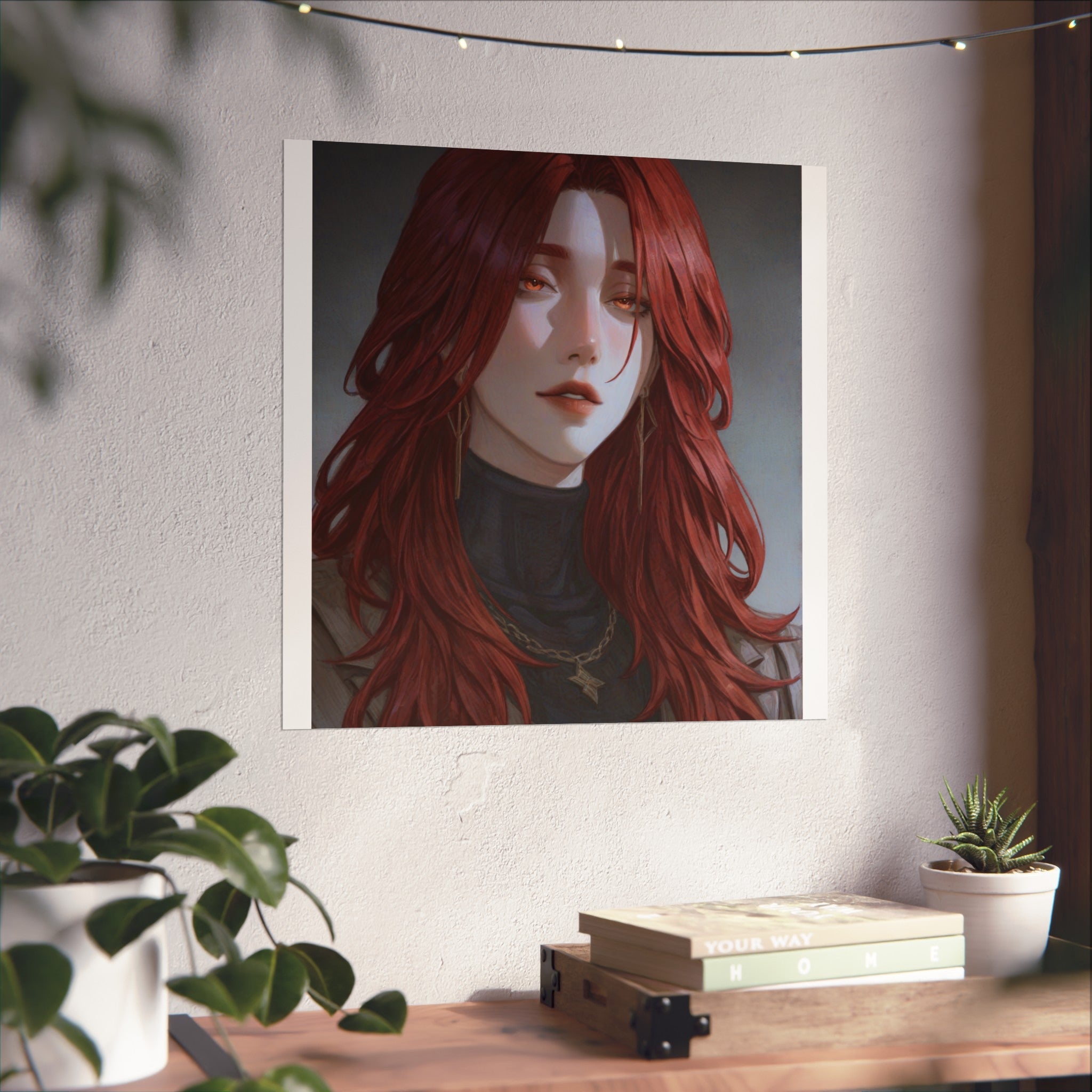 Fine Art Poster — Red-Haired Gothic Portrait, Moody Decorative Wall Art