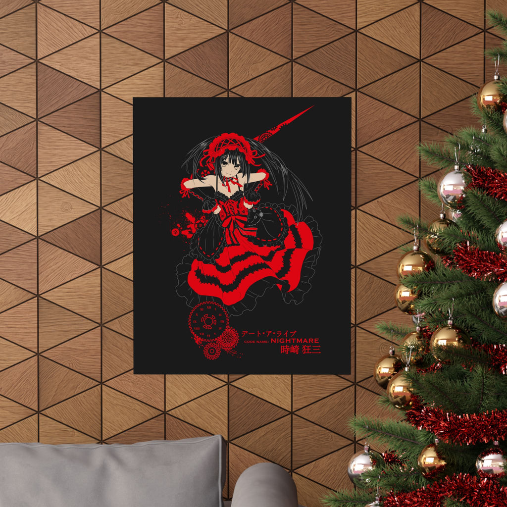 Anime Gothic Poster — Red & Black Kurumi Nightcore Matte Vertical Print