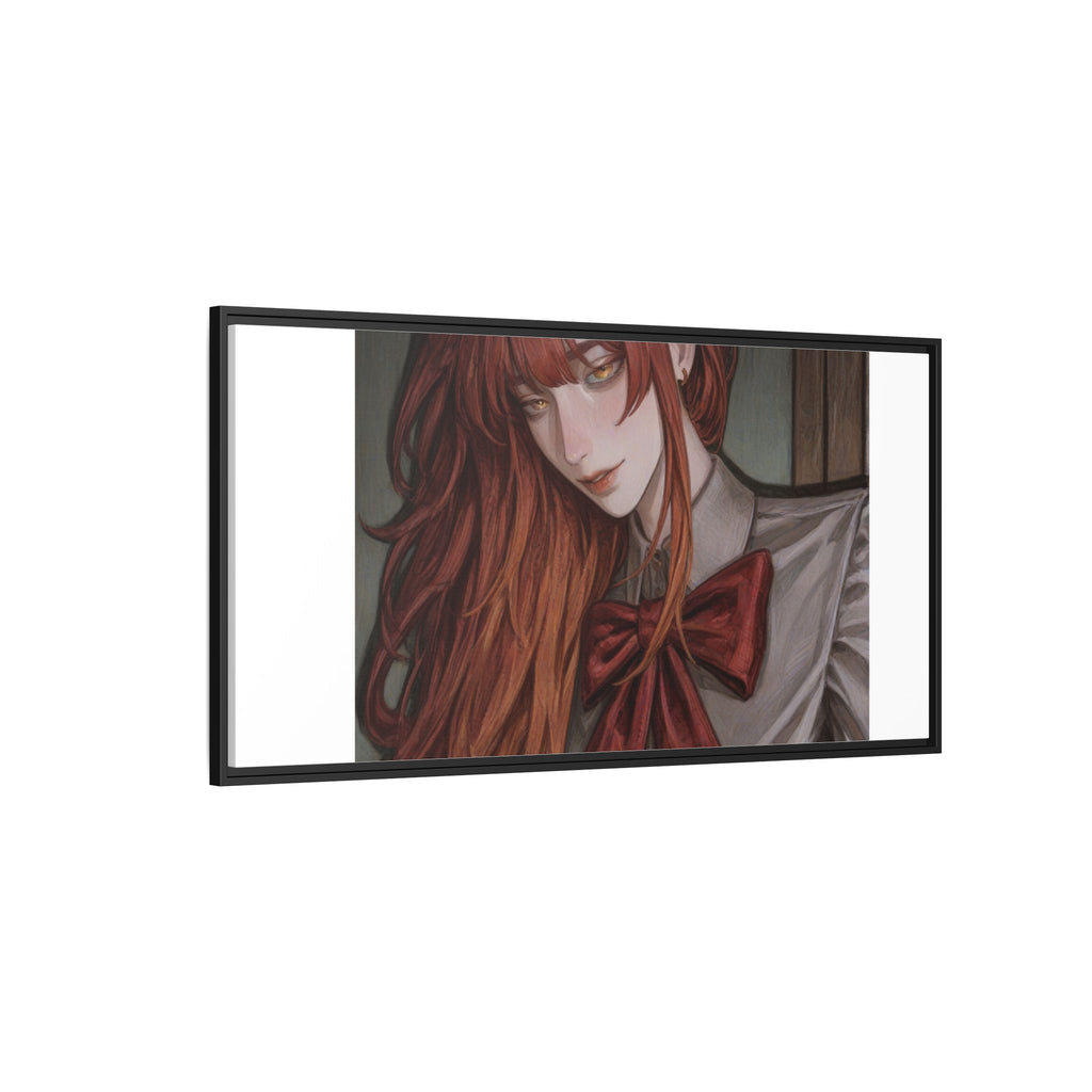 Framed Matte Canvas Print — Moody Red-Headed Anime Girl Art