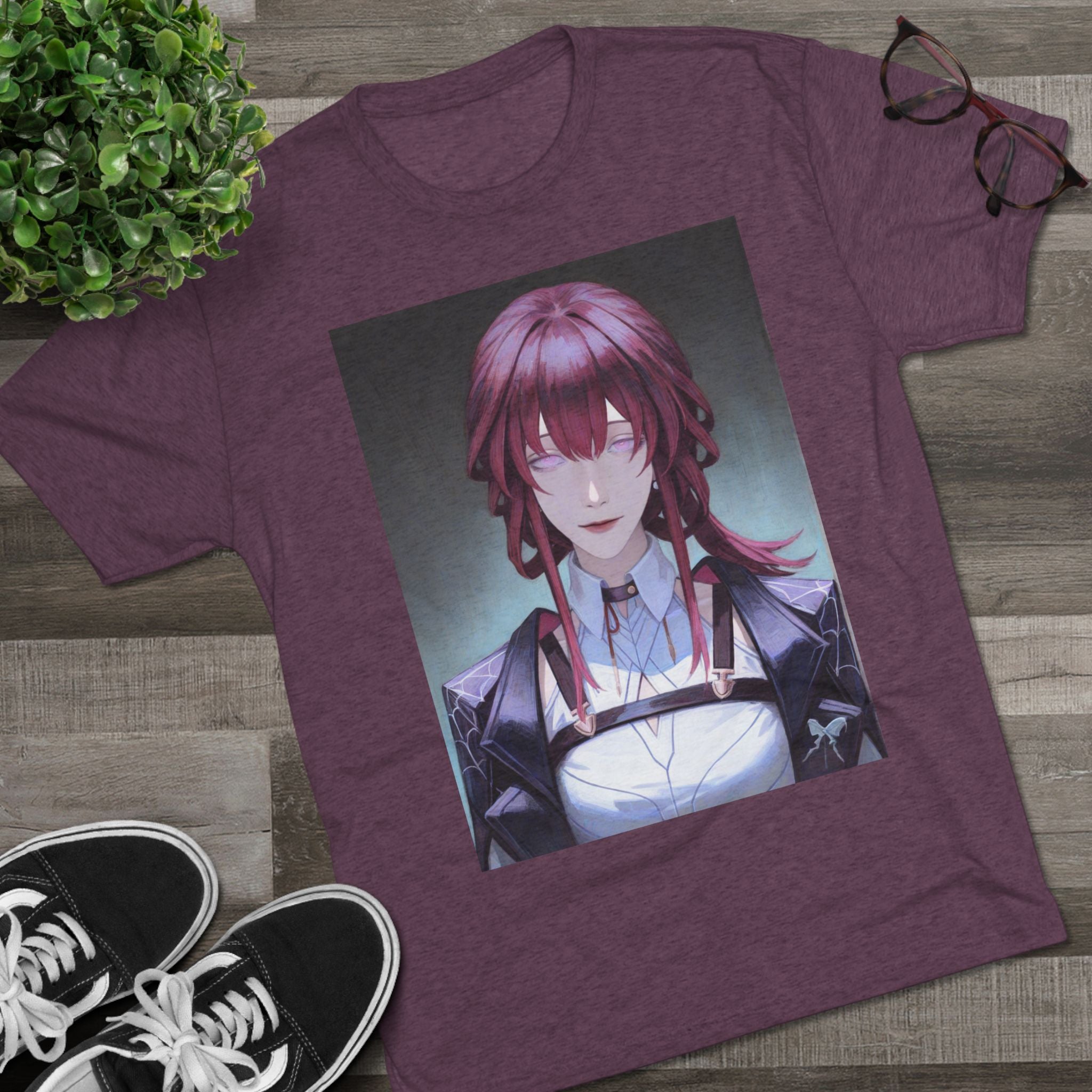 Anime Gothic Maid Portrait Tee — Red-Haired Mystique Crew Shirt