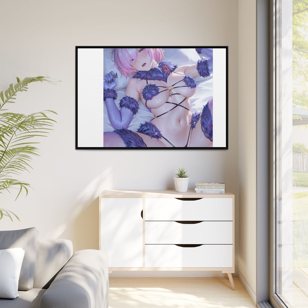 Framed Matte Canvas — Anime Pin-Up Lingerie Art Print