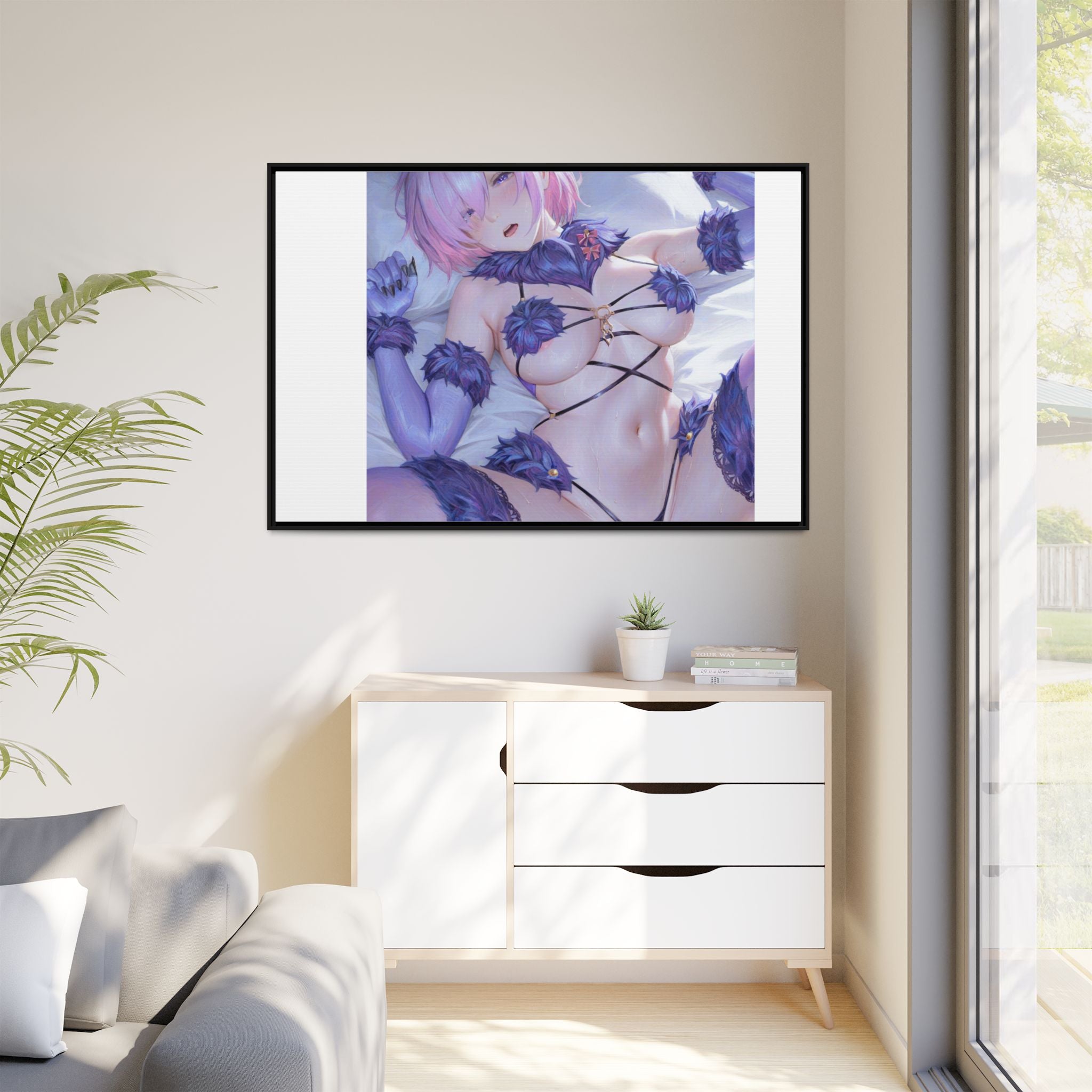 Framed Matte Canvas — Anime Pin-Up Lingerie Art Print