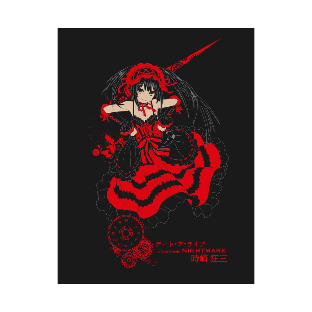 Anime Gothic Poster — Red & Black Kurumi Nightcore Matte Vertical Print