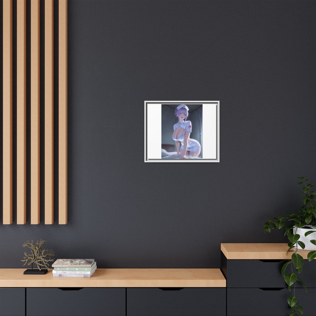 Sexy Anime Nurse Matte Canvas Print (Framed)