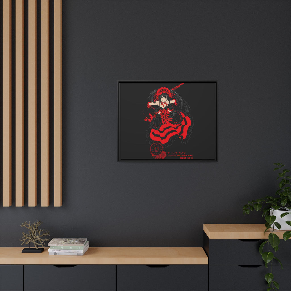 Anime Warrior Red Black Matte Canvas Print — Framed Wall Art