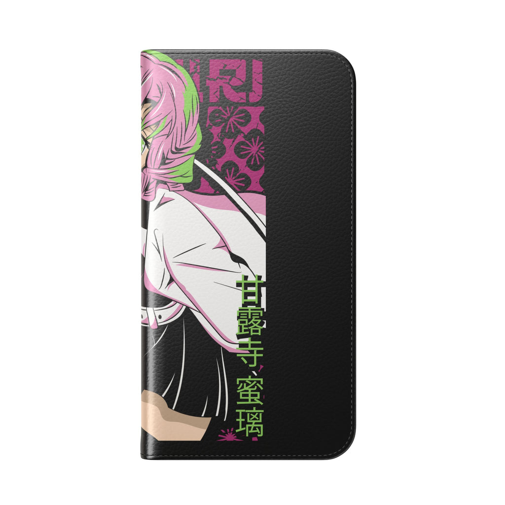 Anime Girl Flip Phone Case — Pink Demon Slayer Style Wallet Cover