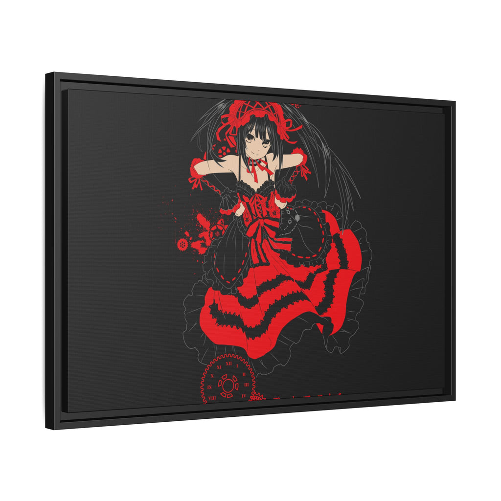 Anime Warrior Red Black Matte Canvas Print — Framed Wall Art