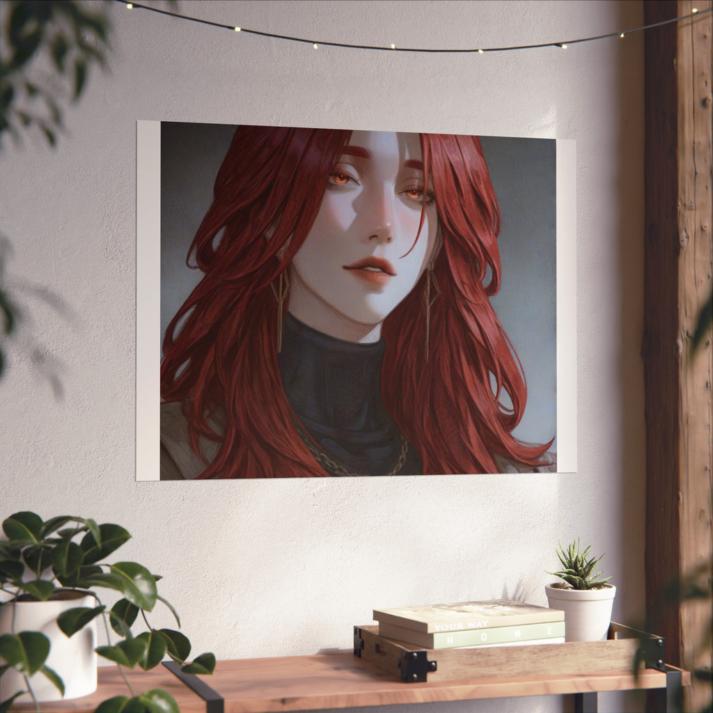 Fine Art Poster — Red-Haired Gothic Portrait, Moody Decorative Wall Art