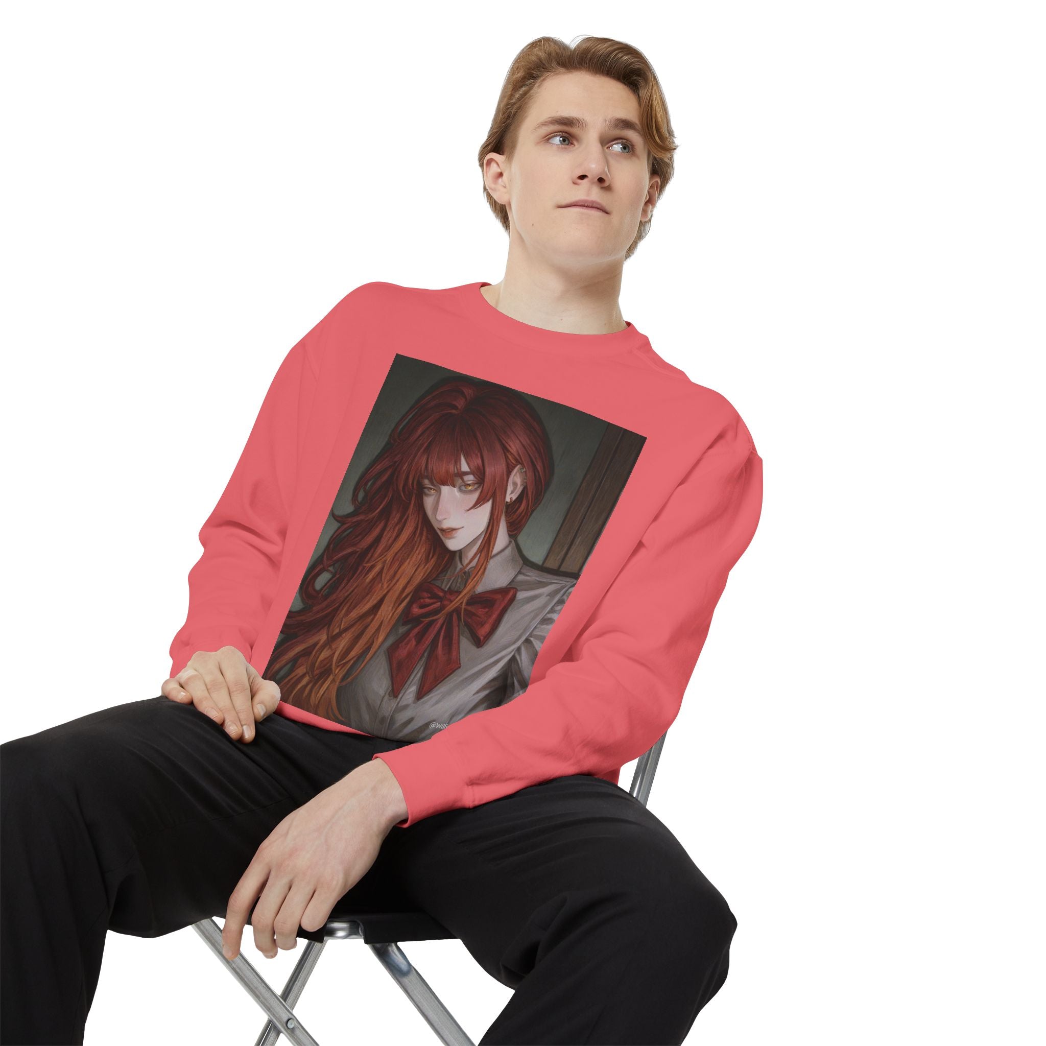 Anime Red-Headed Girl Sweatshirt — Gothic Schoolgirl Art Pullover