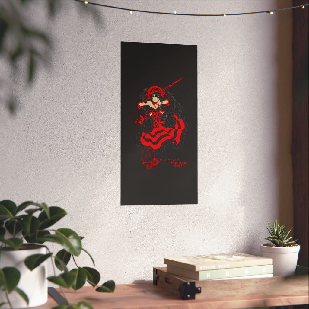 Anime Gothic Poster — Red & Black Kurumi Nightcore Matte Vertical Print