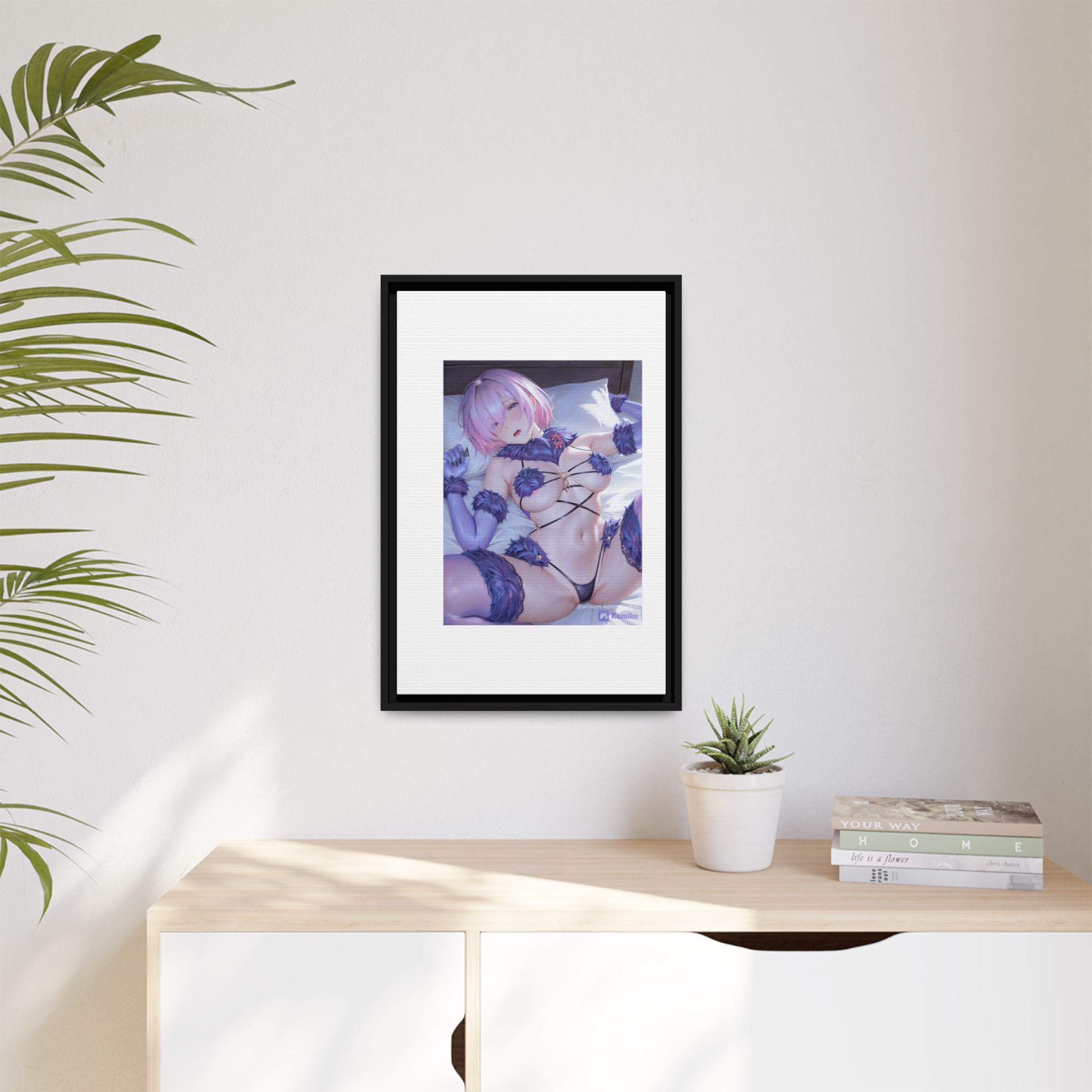 Framed Matte Canvas — Anime Pin-Up Lingerie Art Print