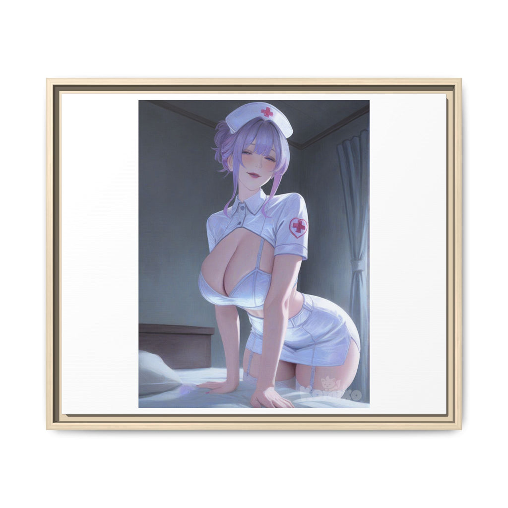 Sexy Anime Nurse Matte Canvas Print (Framed)