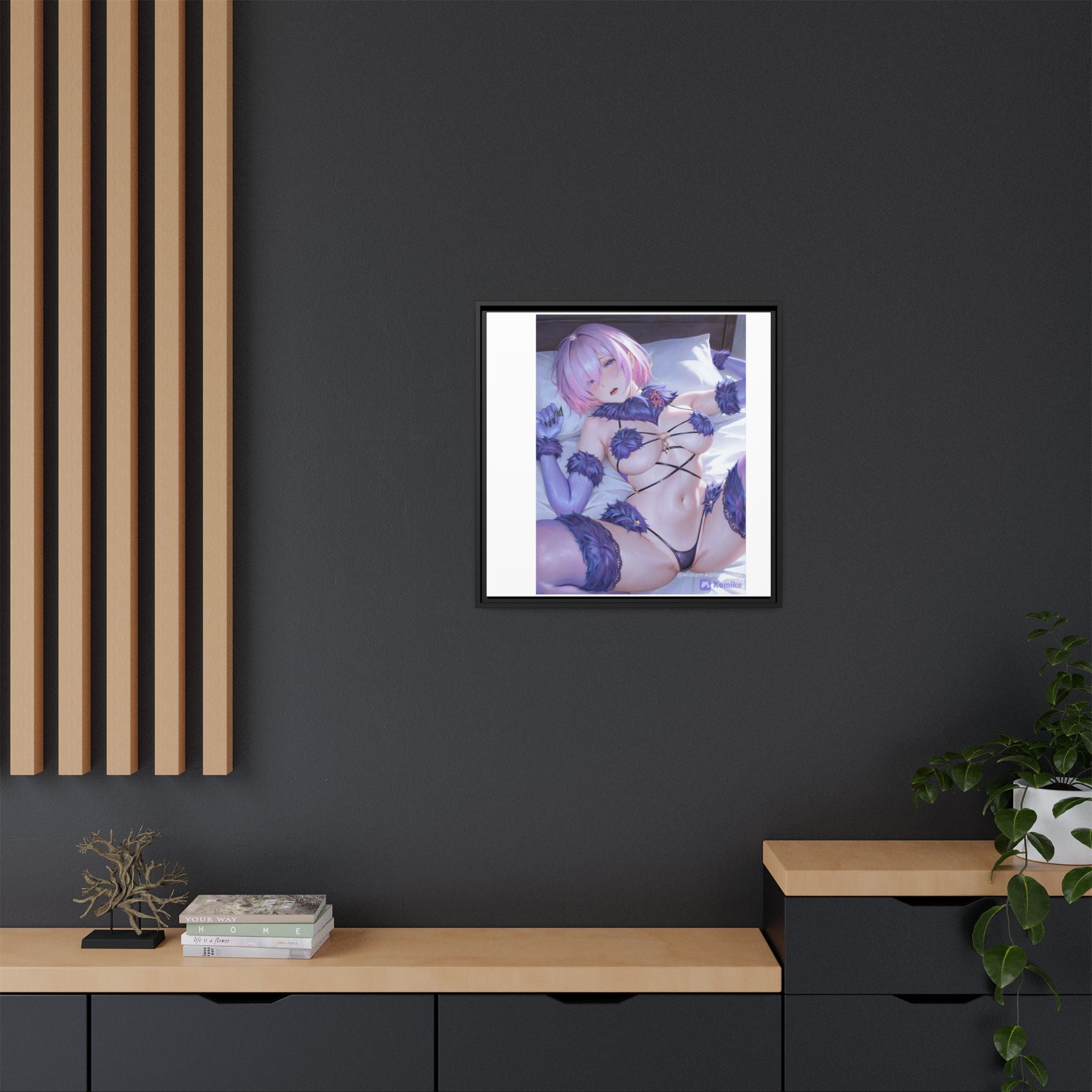 Framed Matte Canvas — Anime Pin-Up Lingerie Art Print
