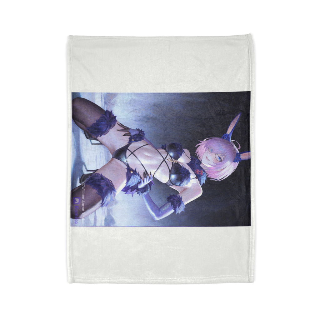 Anime Bunny Girl Plush Blanket — Cute Pastel Ecchi Character Throw