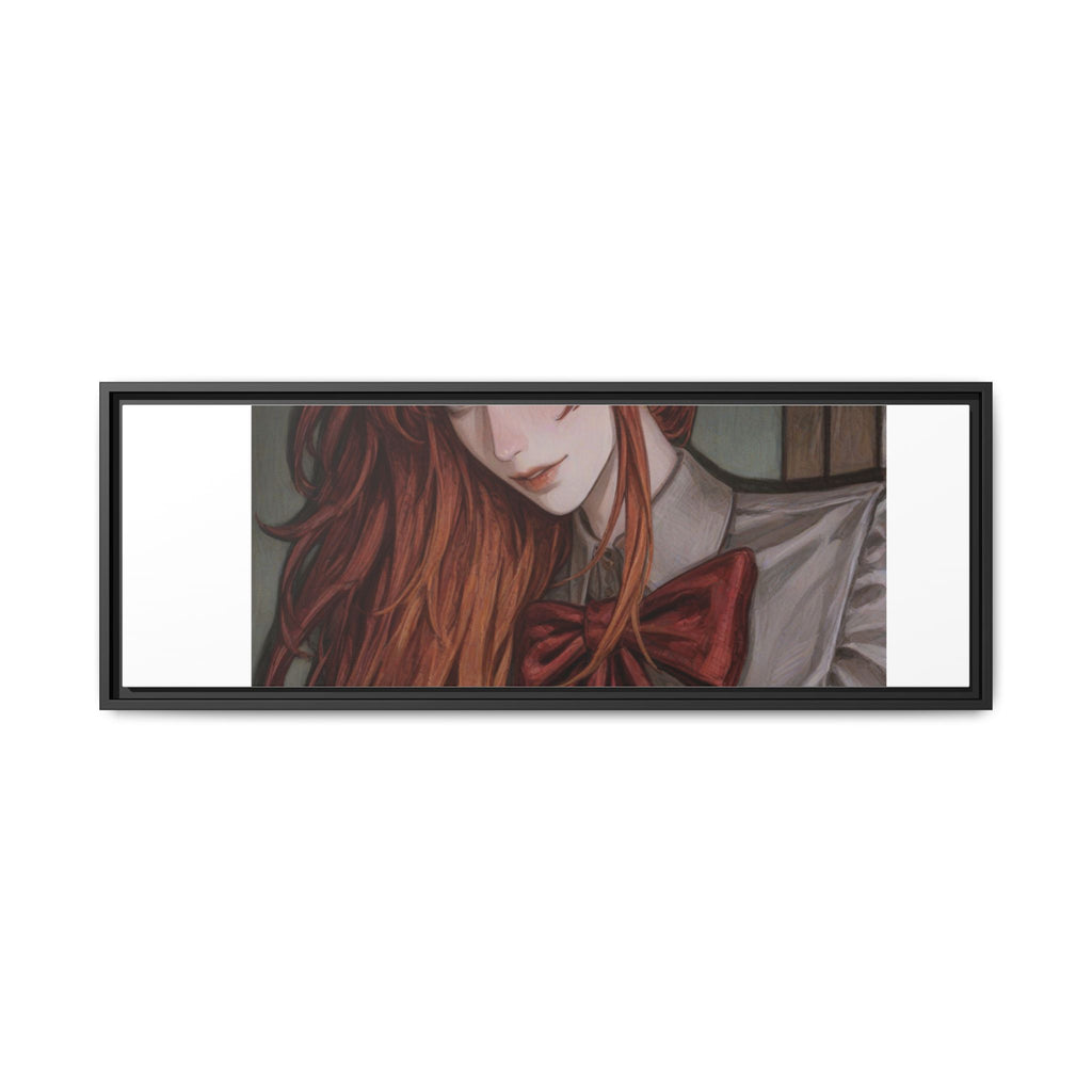 Framed Matte Canvas Print — Moody Red-Headed Anime Girl Art
