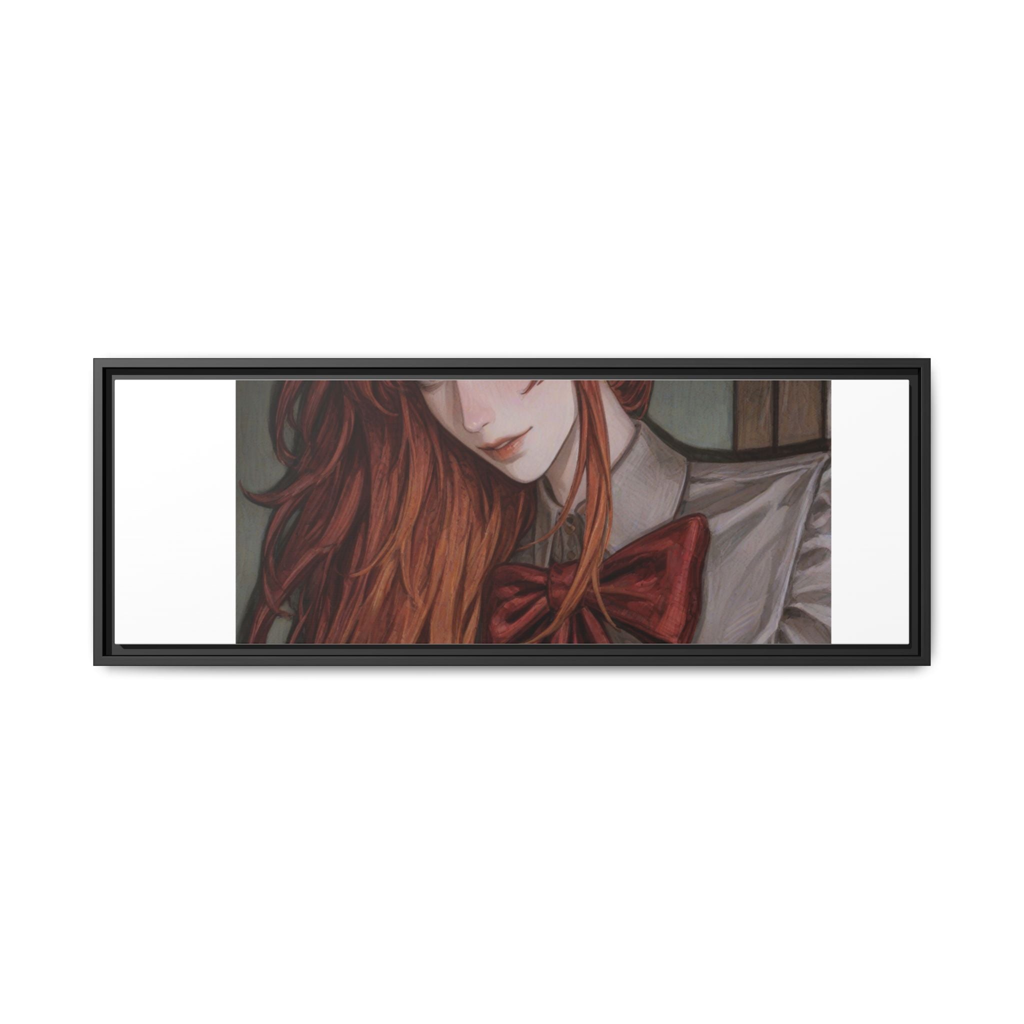 Framed Matte Canvas Print — Moody Red-Headed Anime Girl Art