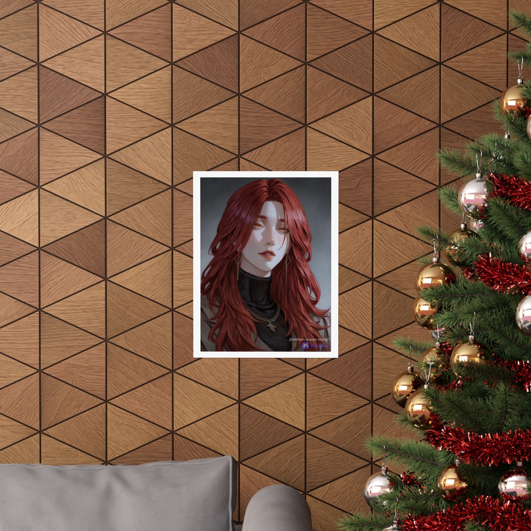 Red-Haired Muse Matte Vertical Poster — Moody Portrait Art Print