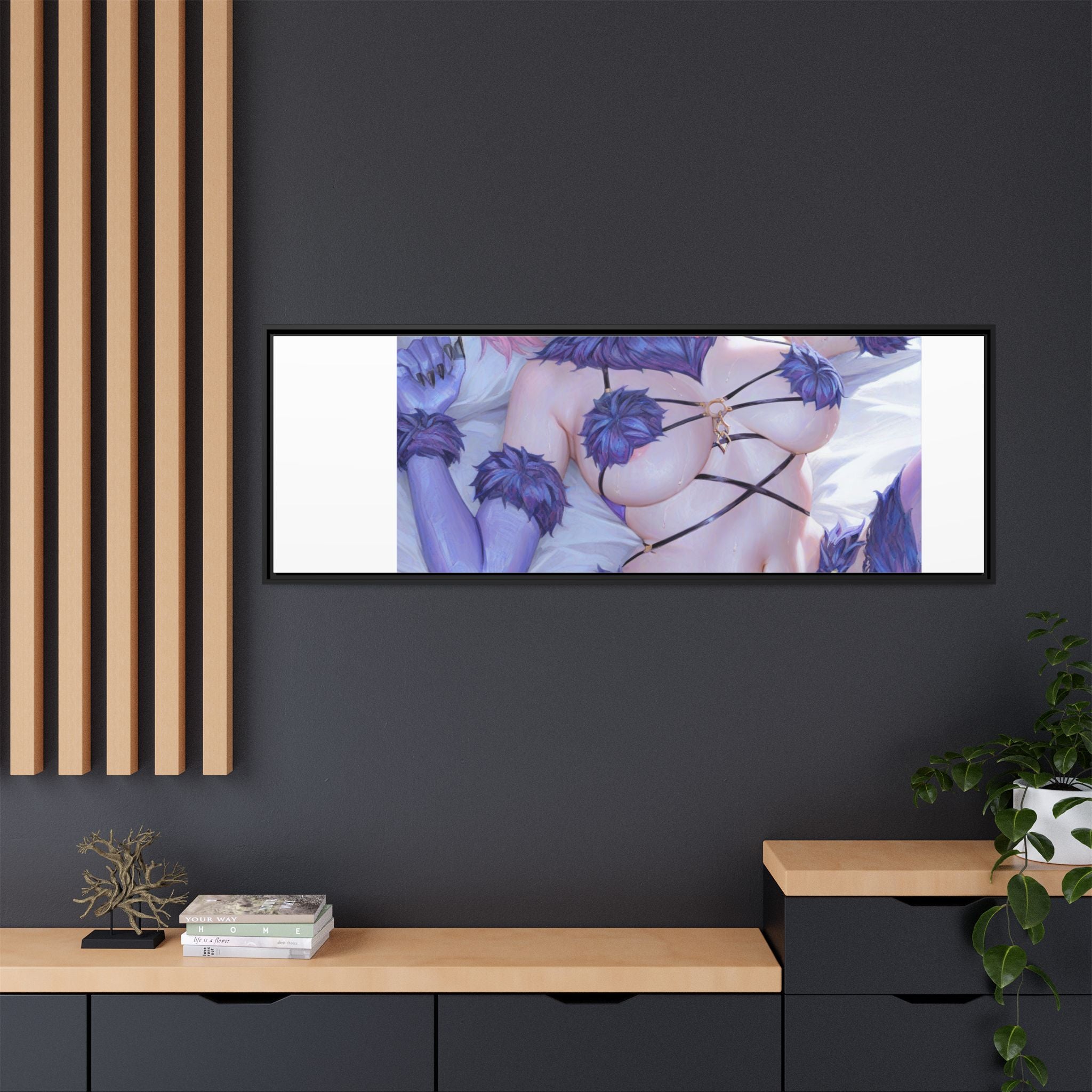 Framed Matte Canvas — Anime Pin-Up Lingerie Art Print