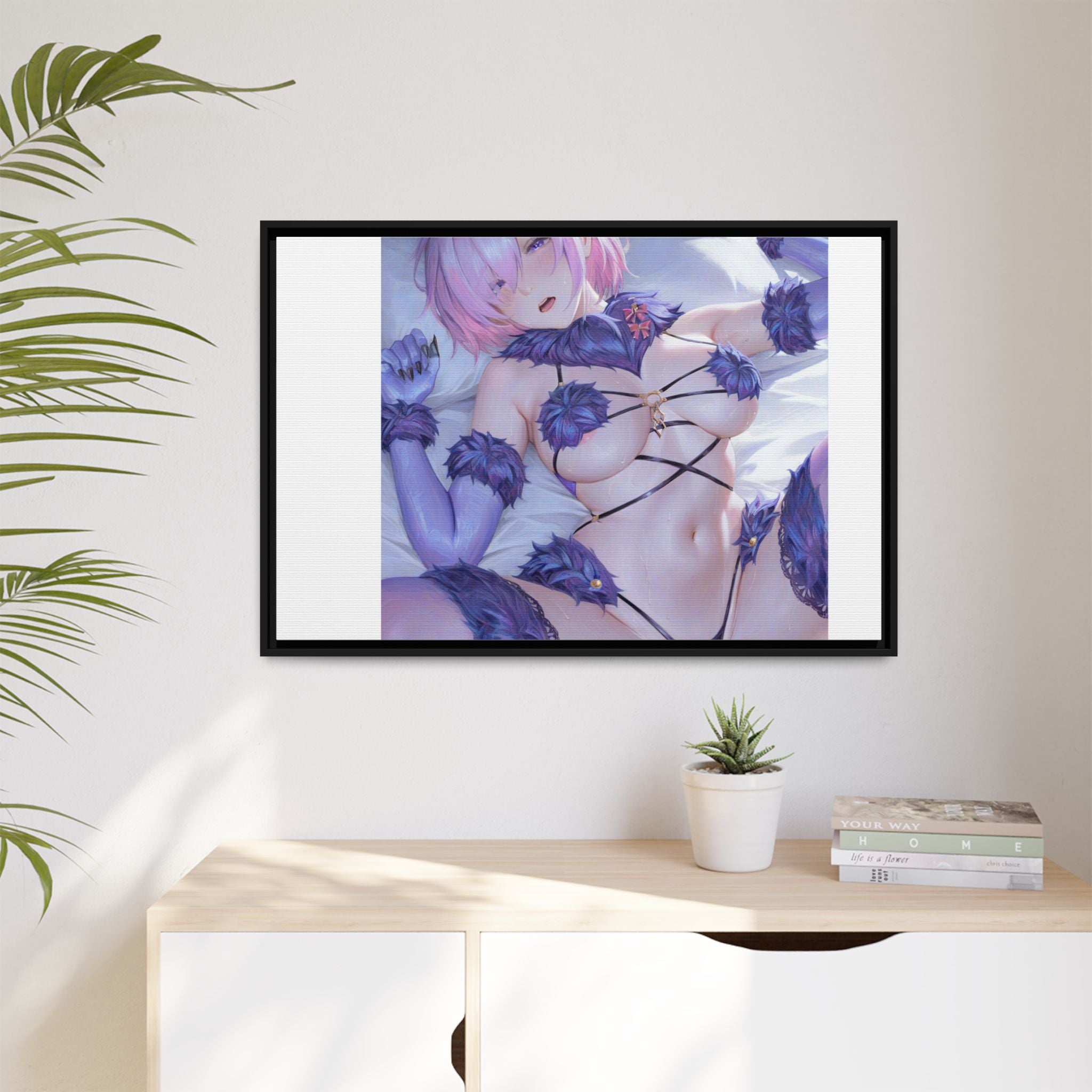 Framed Matte Canvas — Anime Pin-Up Lingerie Art Print
