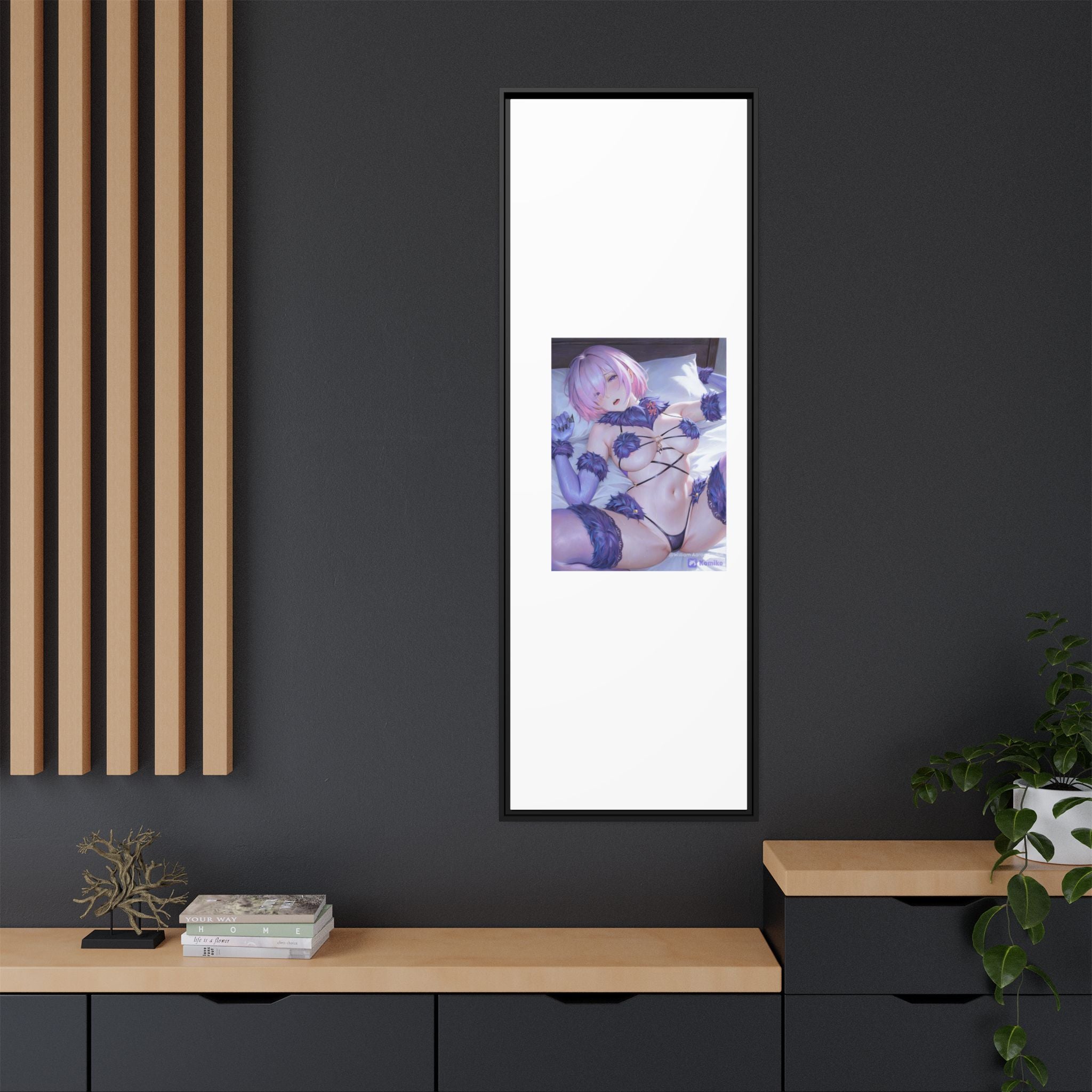 Framed Matte Canvas — Anime Pin-Up Lingerie Art Print