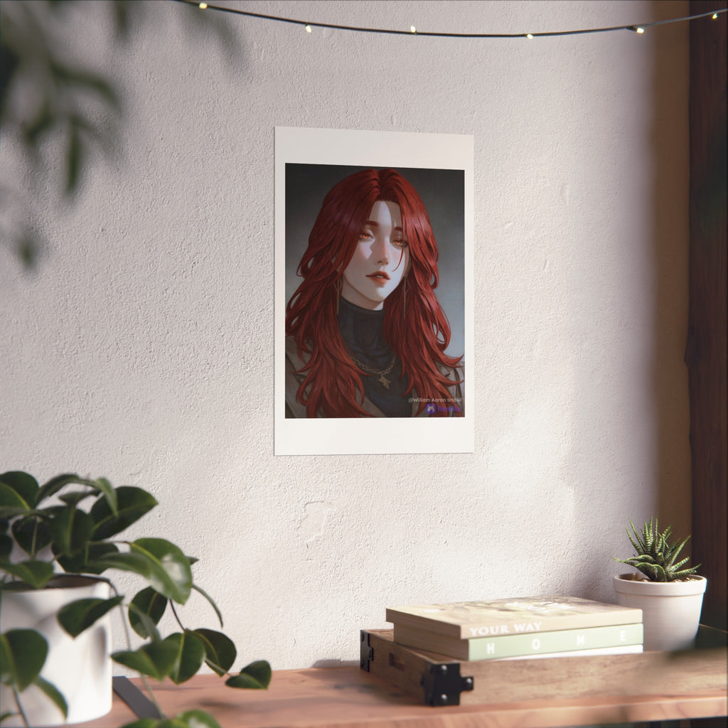 Fine Art Poster — Red-Haired Gothic Portrait, Moody Decorative Wall Art