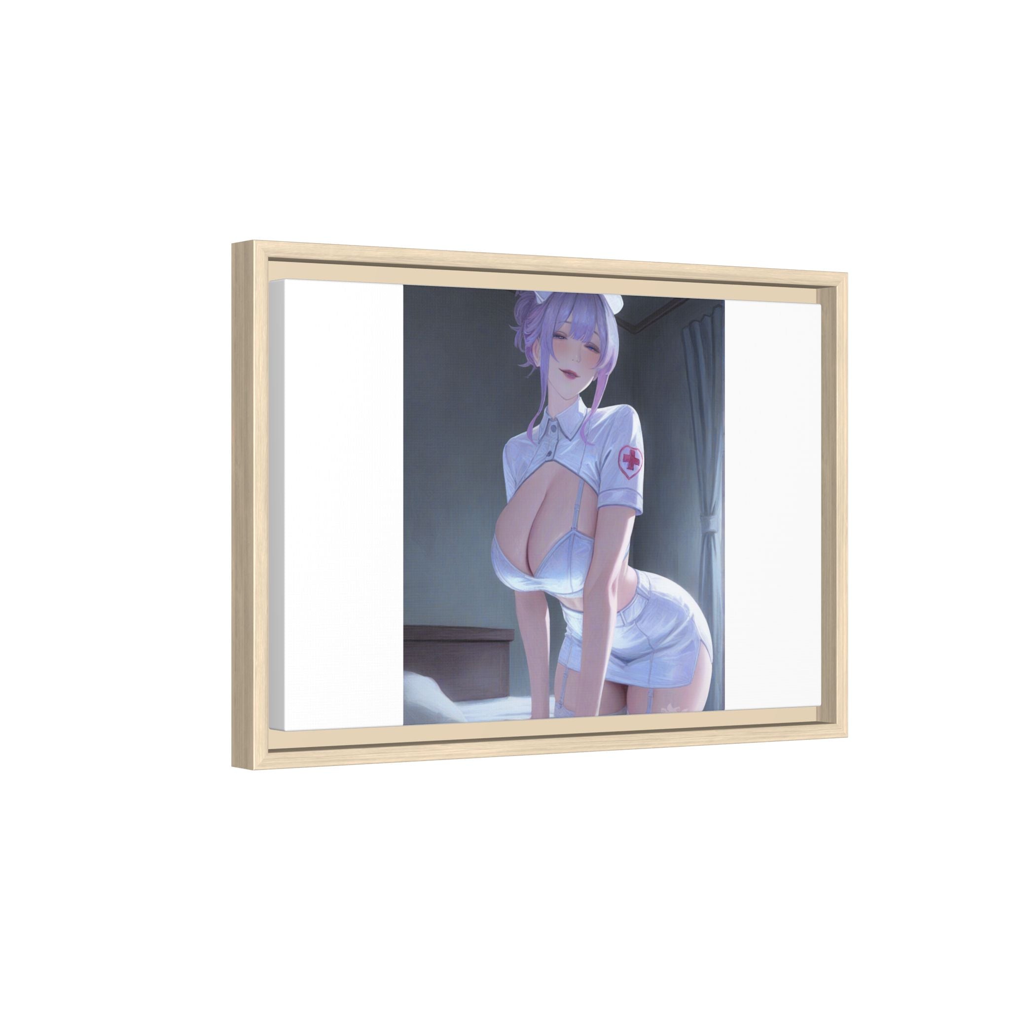 Sexy Anime Nurse Matte Canvas Print (Framed)