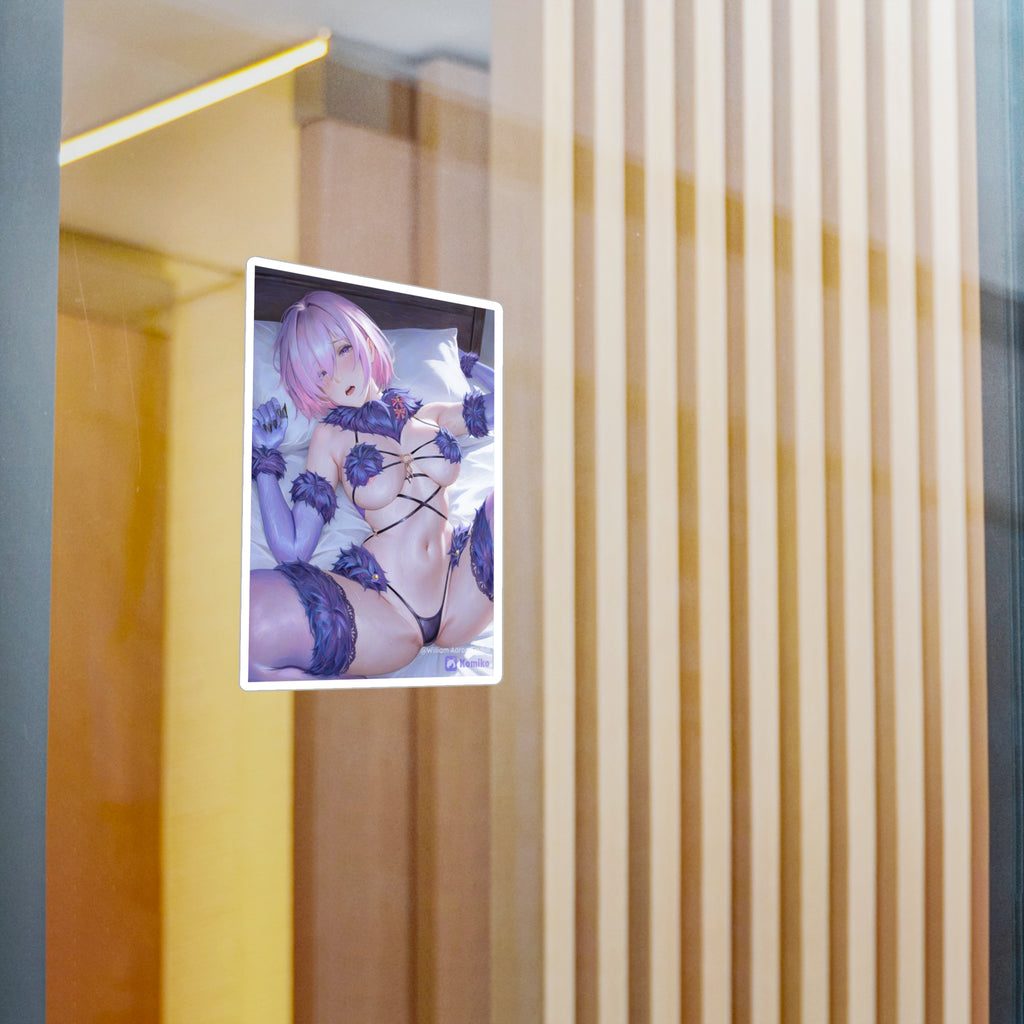Anime Ecchi Kiss-Cut Vinyl Decal — Sexy Pink-Haired Character Sticker
