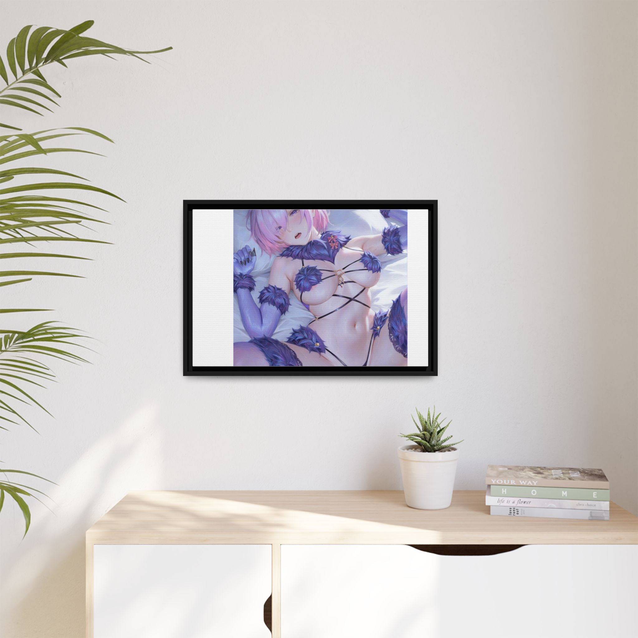 Framed Matte Canvas — Anime Pin-Up Lingerie Art Print
