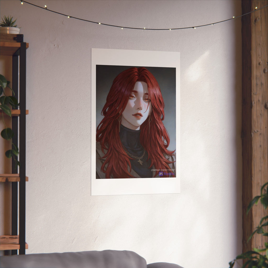 Red-Haired Muse Matte Vertical Poster — Moody Portrait Art Print