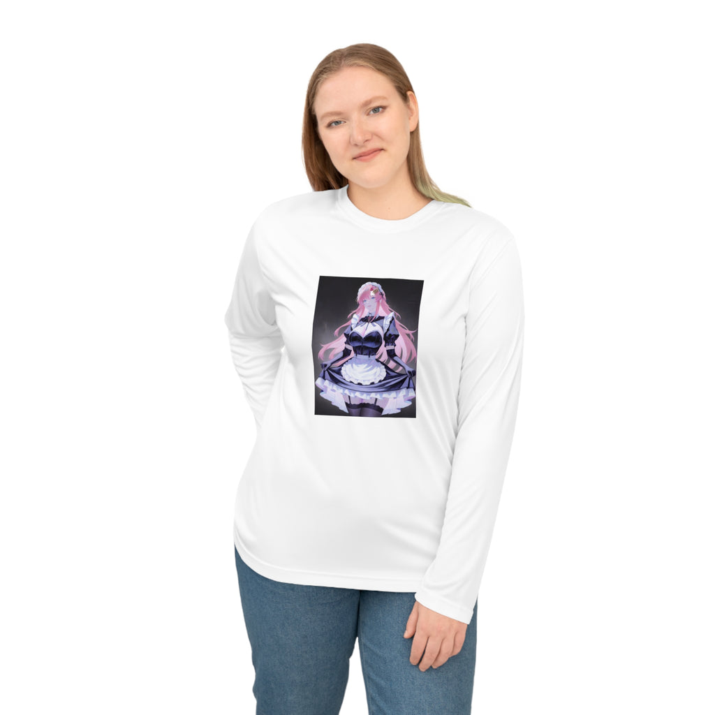 Anime Maid Long Sleeve Shirt – Pink-Haired Fantasy Maid Illustration