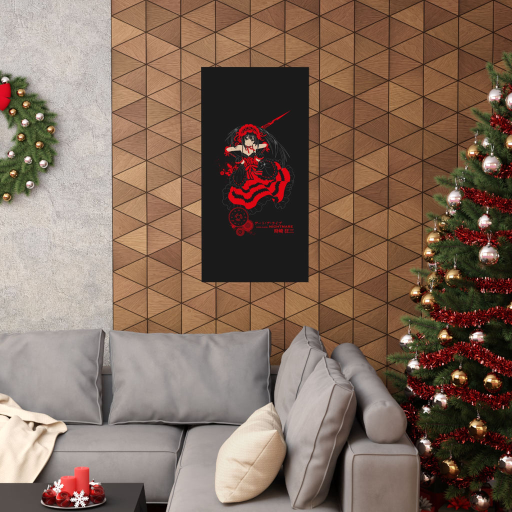 Anime Gothic Poster — Red & Black Kurumi Nightcore Matte Vertical Print