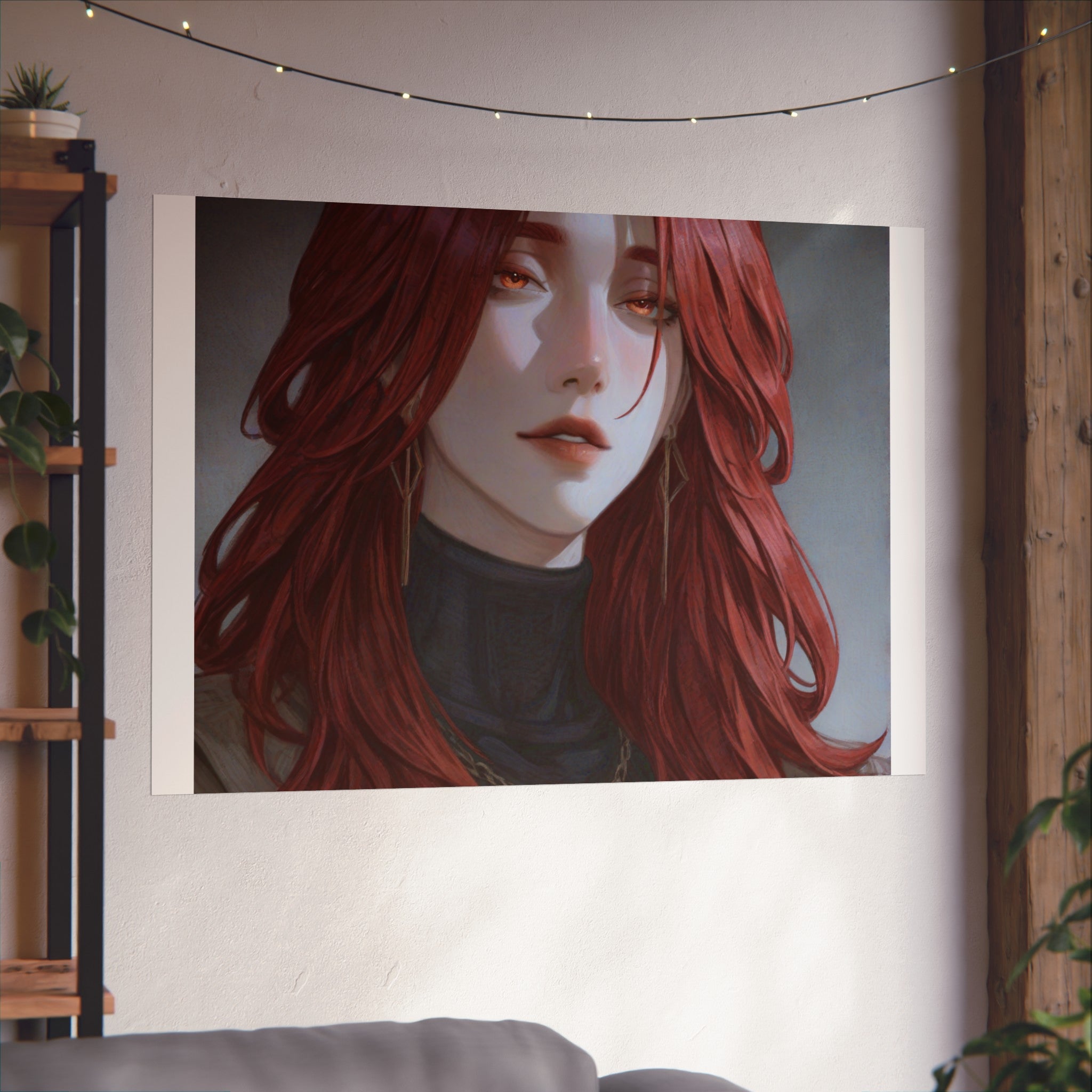 Fine Art Poster — Red-Haired Gothic Portrait, Moody Decorative Wall Art