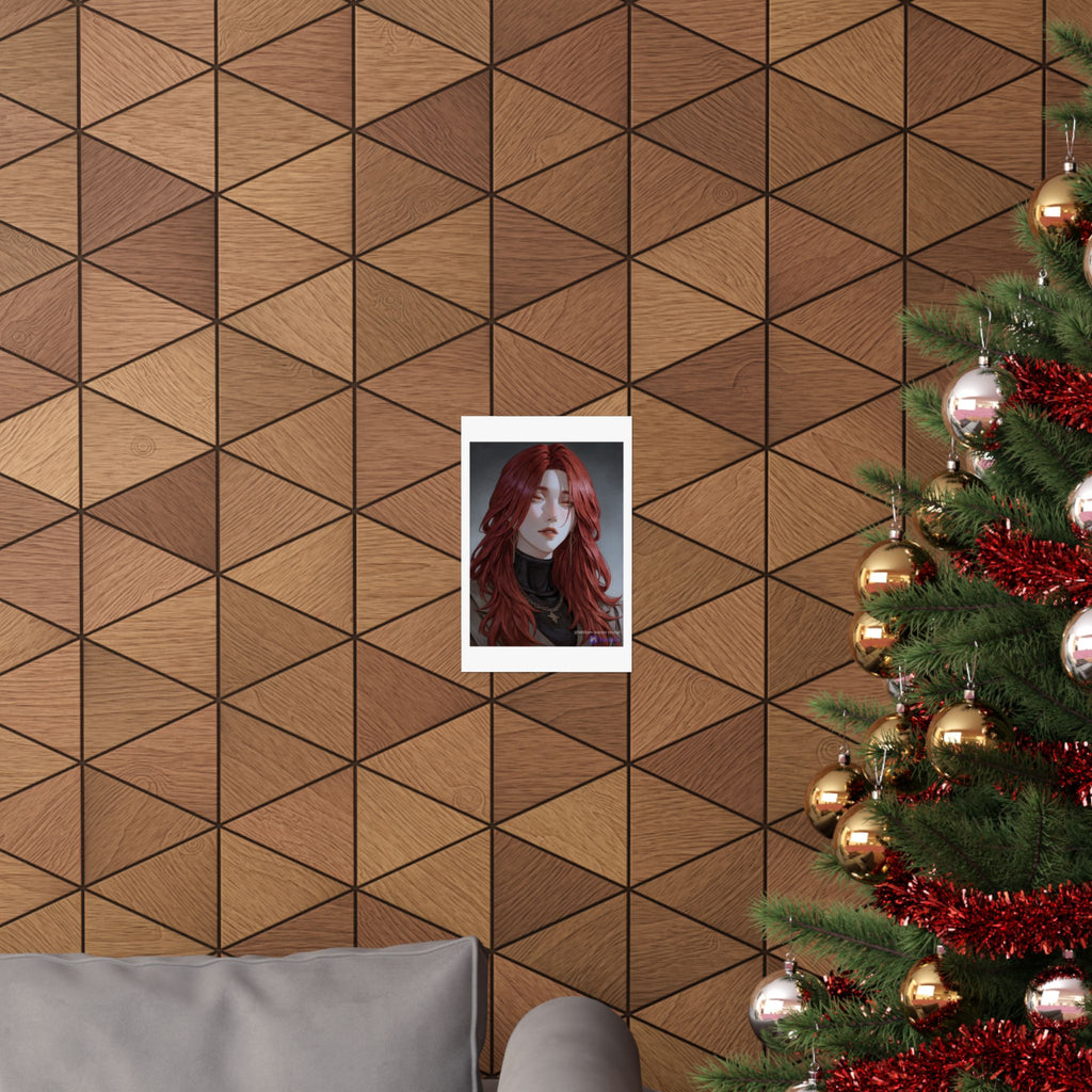 Red-Haired Muse Matte Vertical Poster — Moody Portrait Art Print