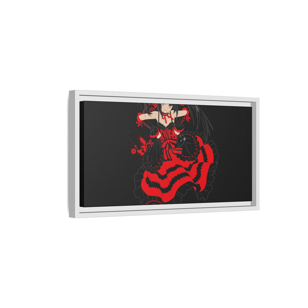 Anime Warrior Red Black Matte Canvas Print — Framed Wall Art