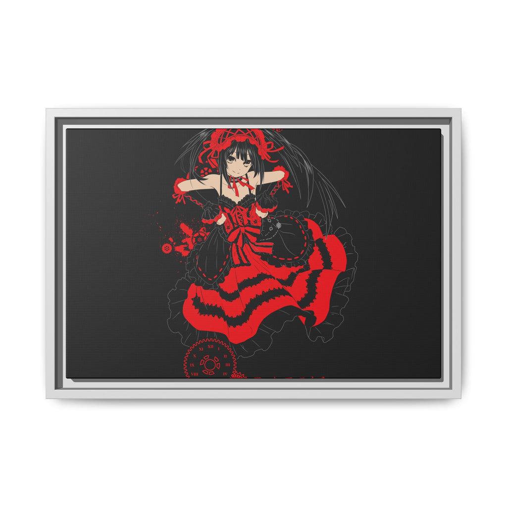 Anime Warrior Red Black Matte Canvas Print — Framed Wall Art