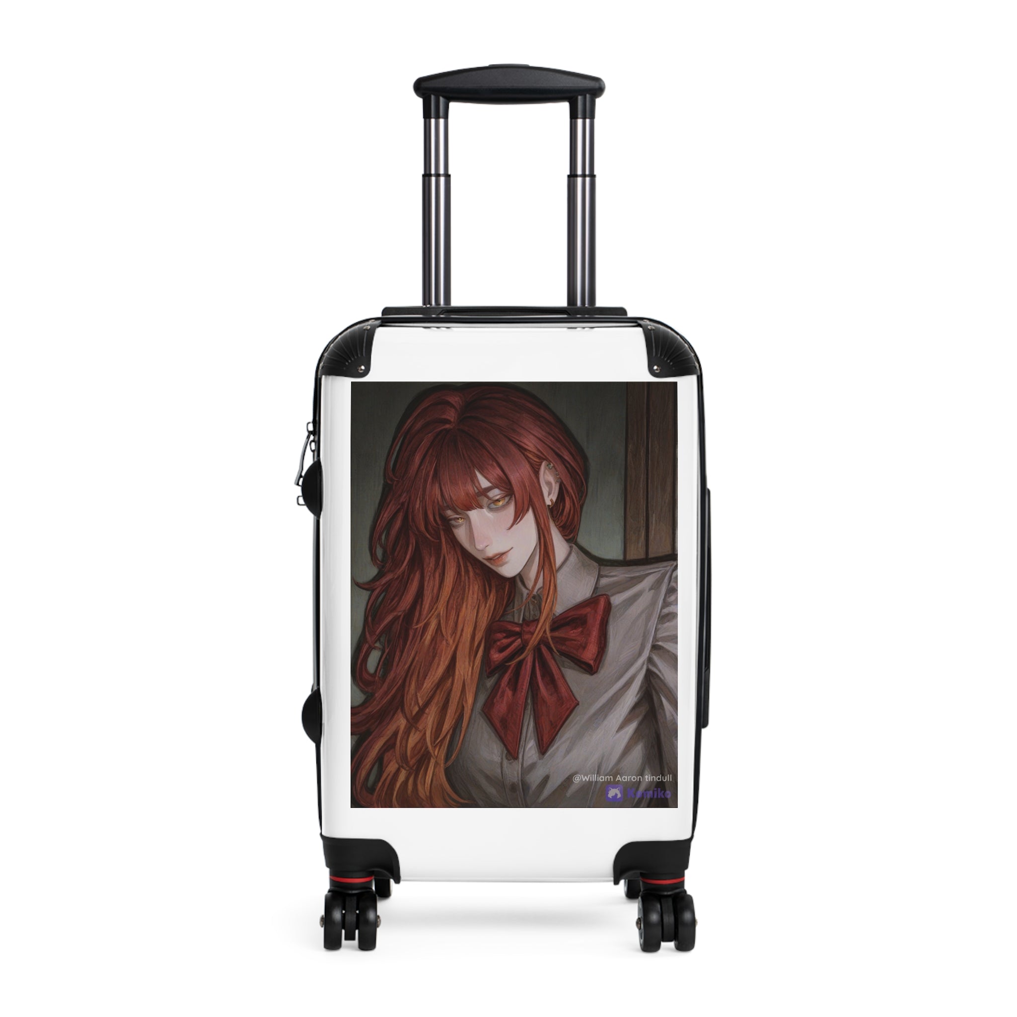 Anime Red-Haired Girl Carry-On Suitcase – School Uniform Portrait Travel Luggage