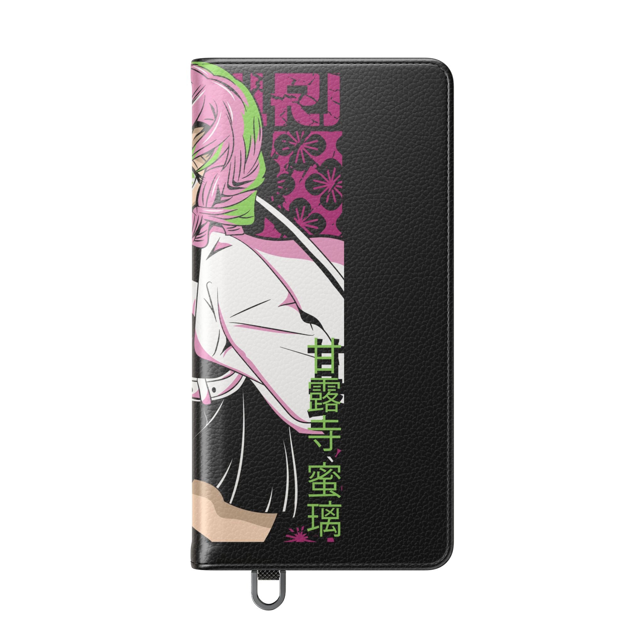 Anime Girl Flip Phone Case — Pink Demon Slayer Style Wallet Cover