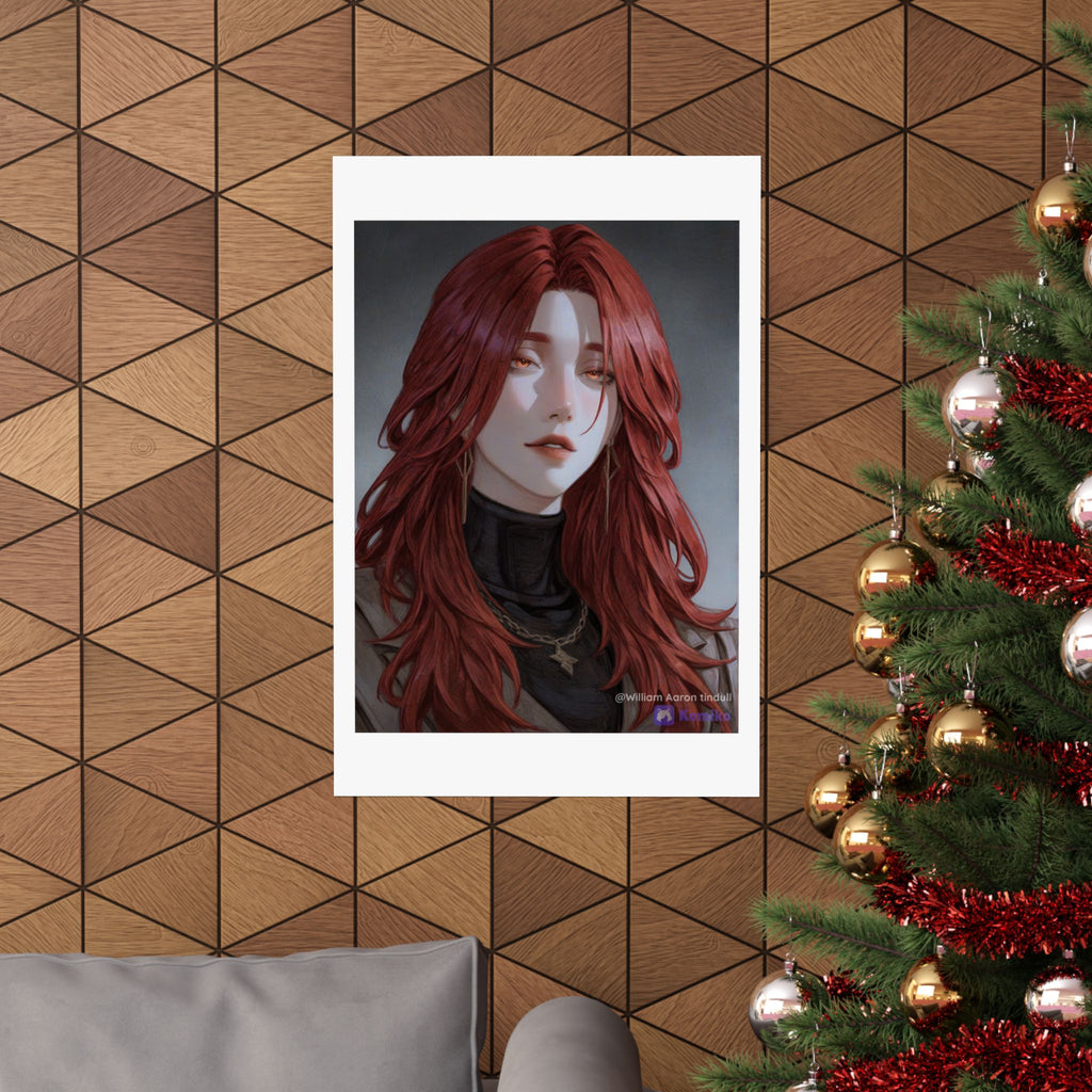 Red-Haired Muse Matte Vertical Poster — Moody Portrait Art Print