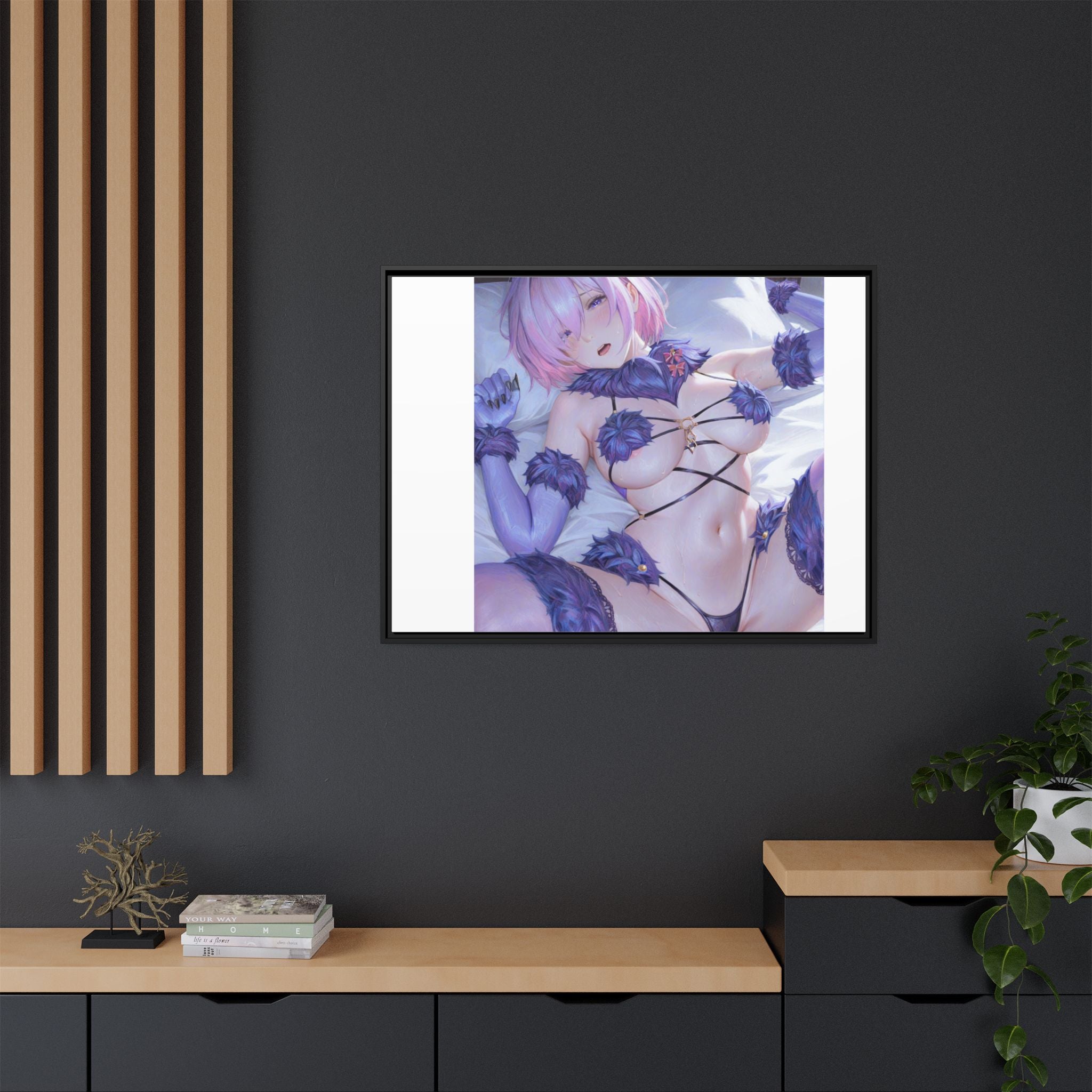 Framed Matte Canvas — Anime Pin-Up Lingerie Art Print