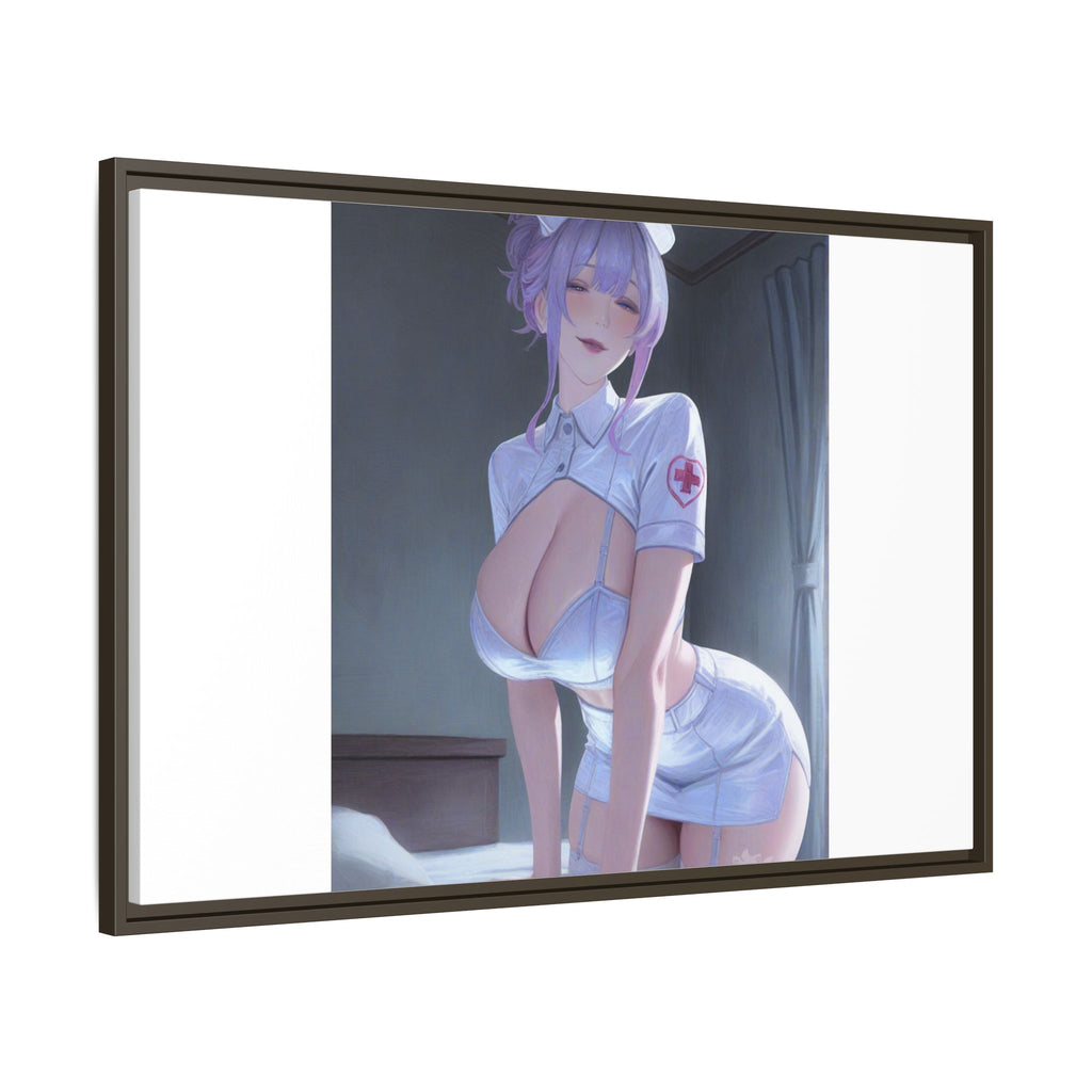 Sexy Anime Nurse Matte Canvas Print (Framed)