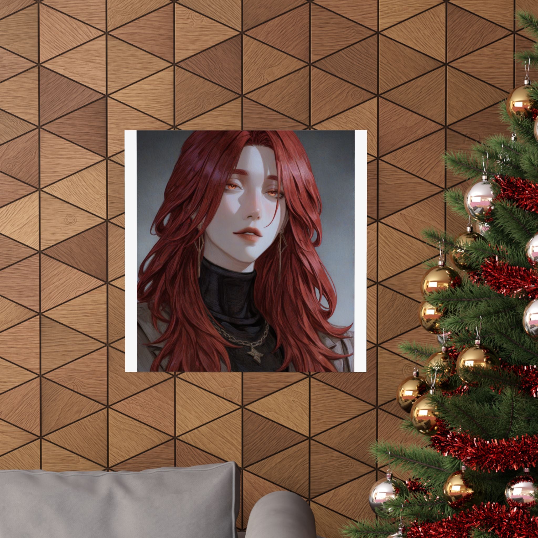 Red-Haired Muse Matte Vertical Poster — Moody Portrait Art Print