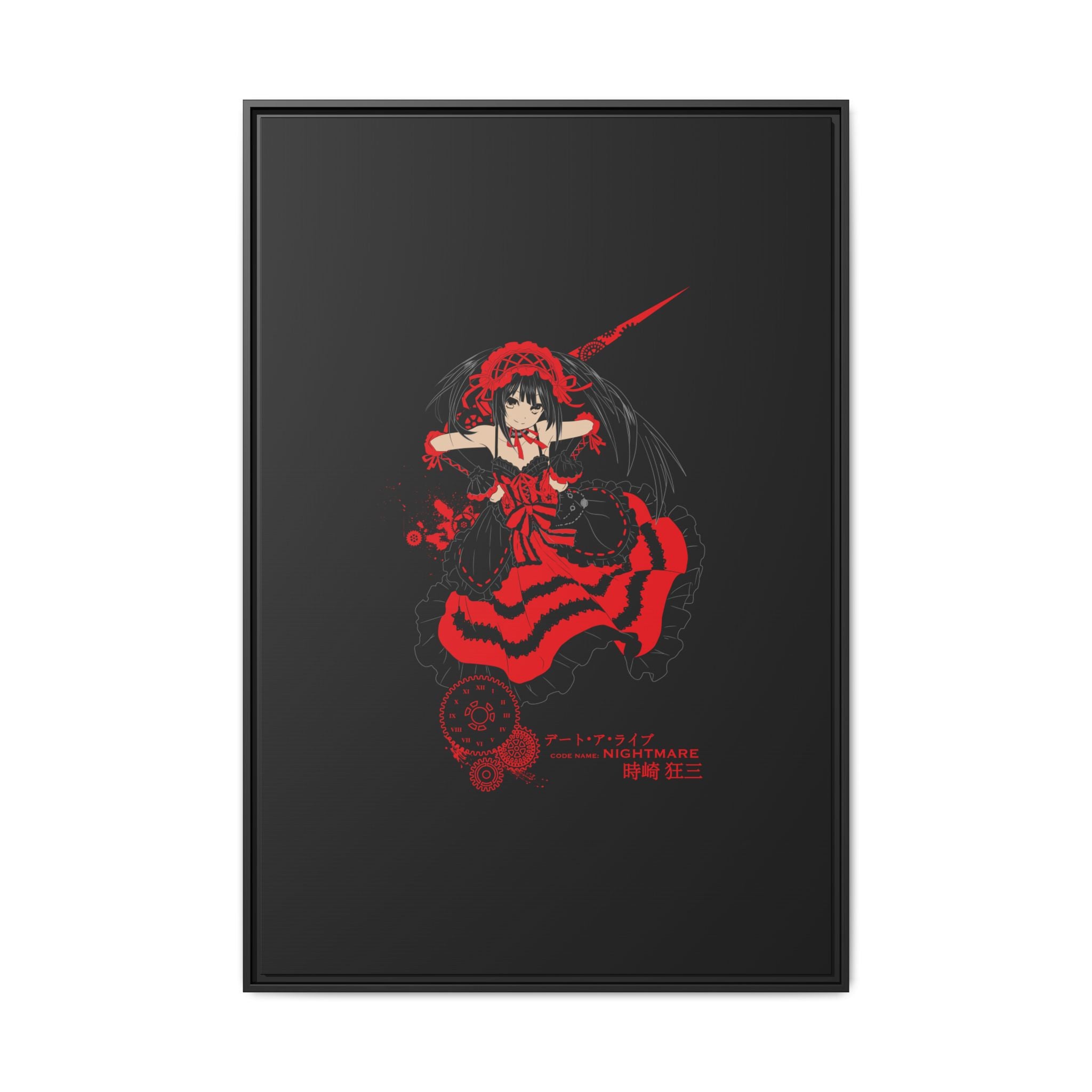 Anime Warrior Red Black Matte Canvas Print — Framed Wall Art