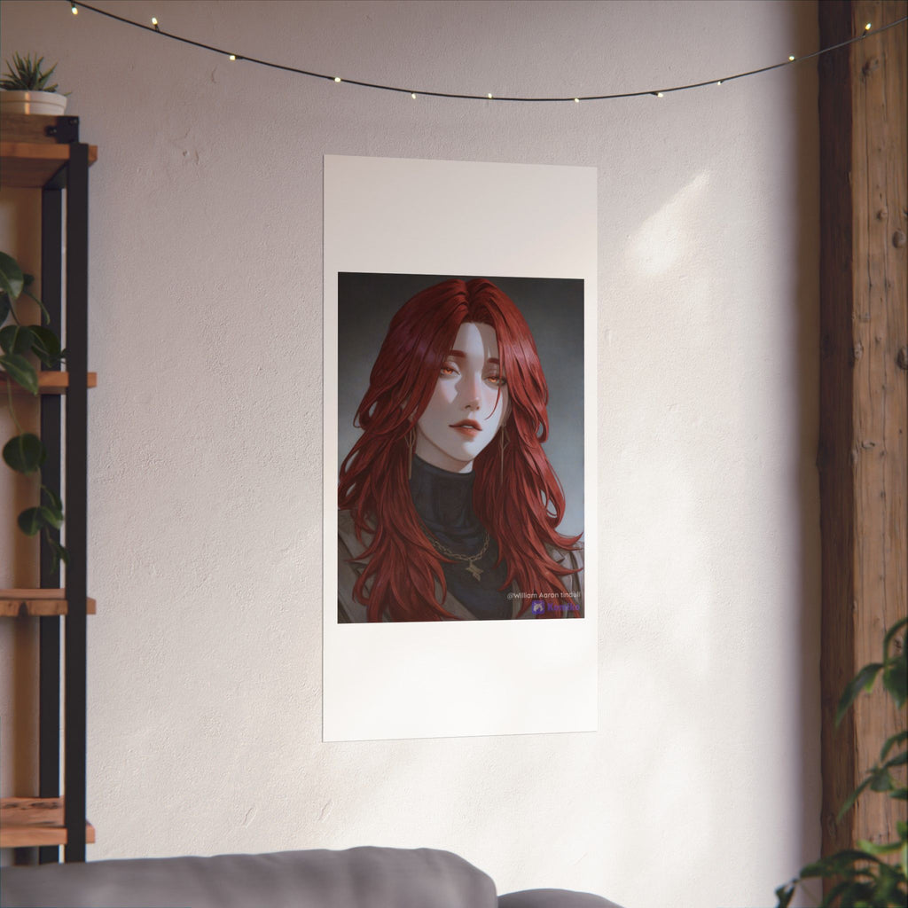 Red-Haired Muse Matte Vertical Poster — Moody Portrait Art Print
