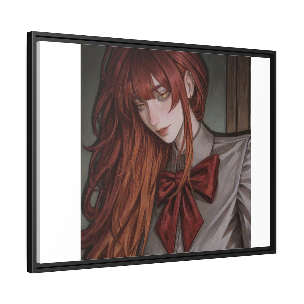 Framed Matte Canvas Print — Moody Red-Headed Anime Girl Art