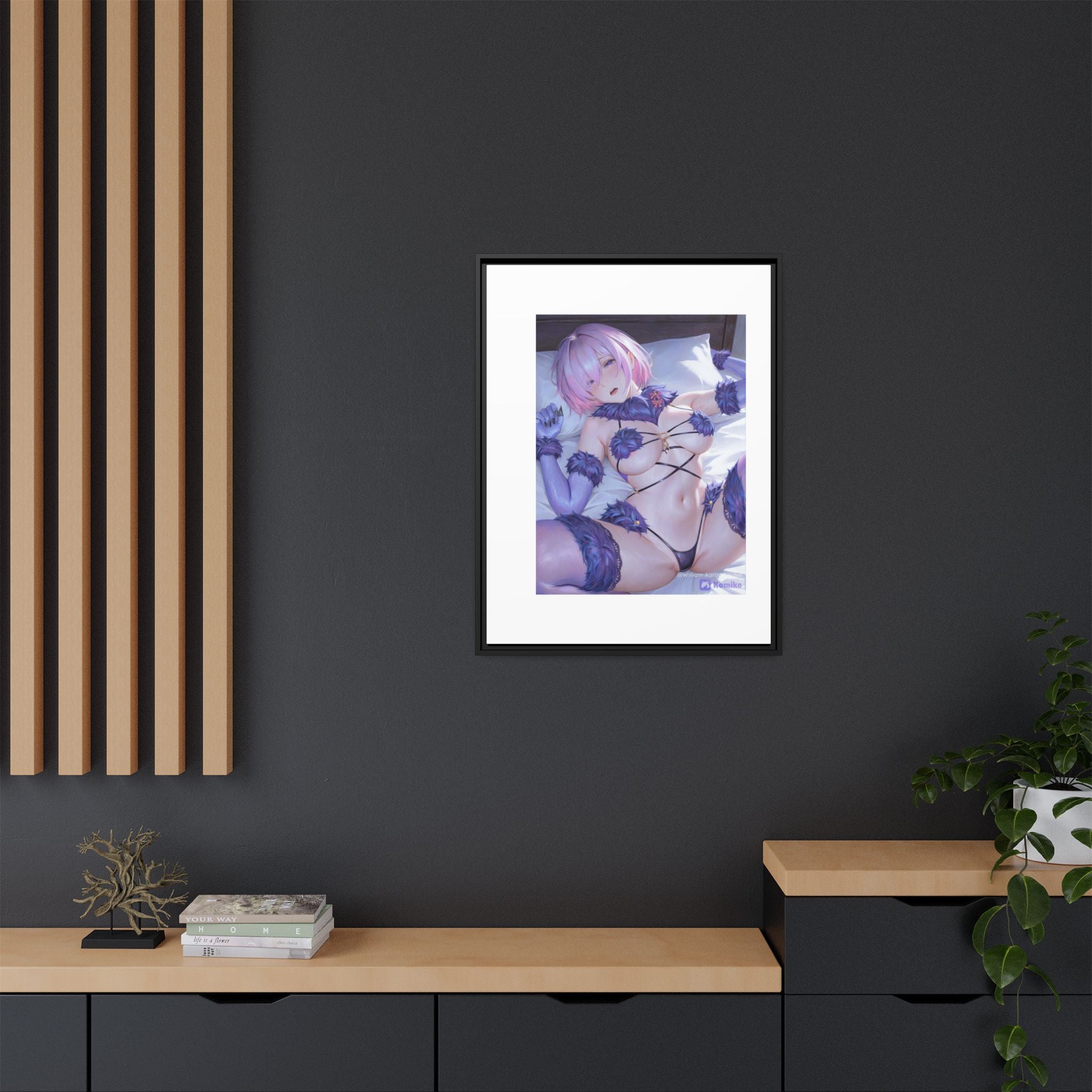 Framed Matte Canvas — Anime Pin-Up Lingerie Art Print