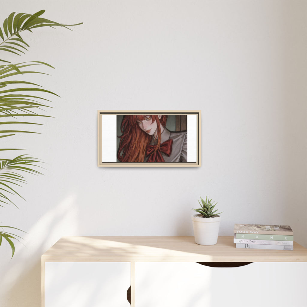 Framed Matte Canvas Print — Moody Red-Headed Anime Girl Art