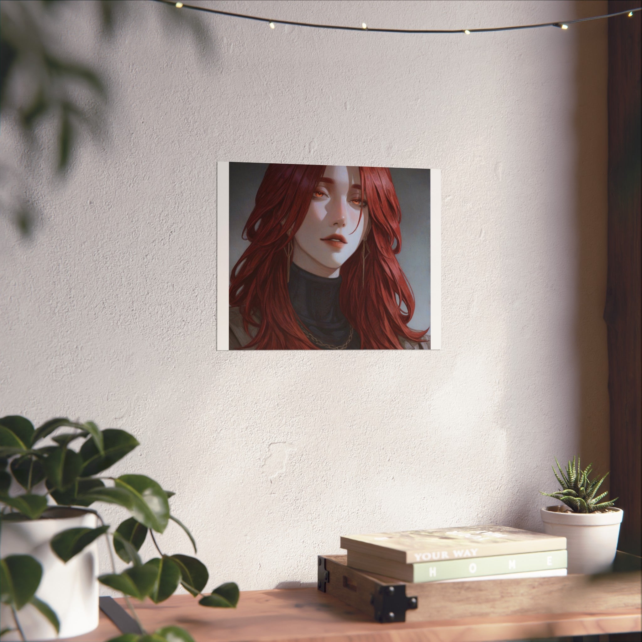 Fine Art Poster — Red-Haired Gothic Portrait, Moody Decorative Wall Art