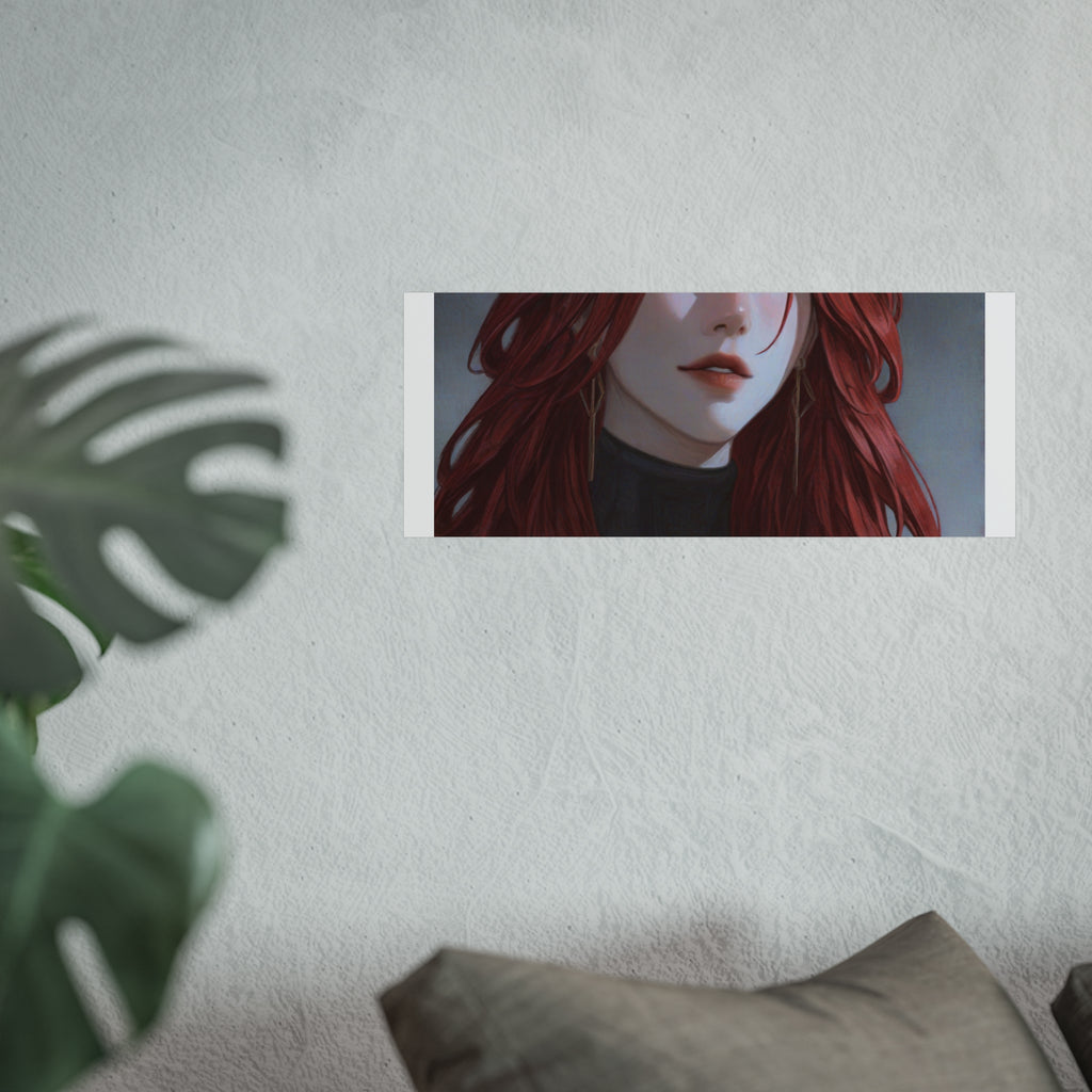 Fine Art Poster — Red-Haired Gothic Portrait, Moody Decorative Wall Art