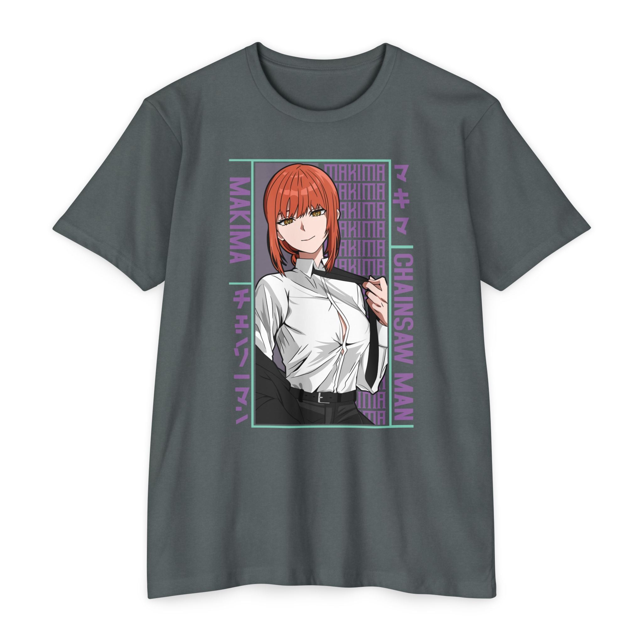 Makima Chainsaw Man Anime Graphic T-Shirt — Japanese Text Design