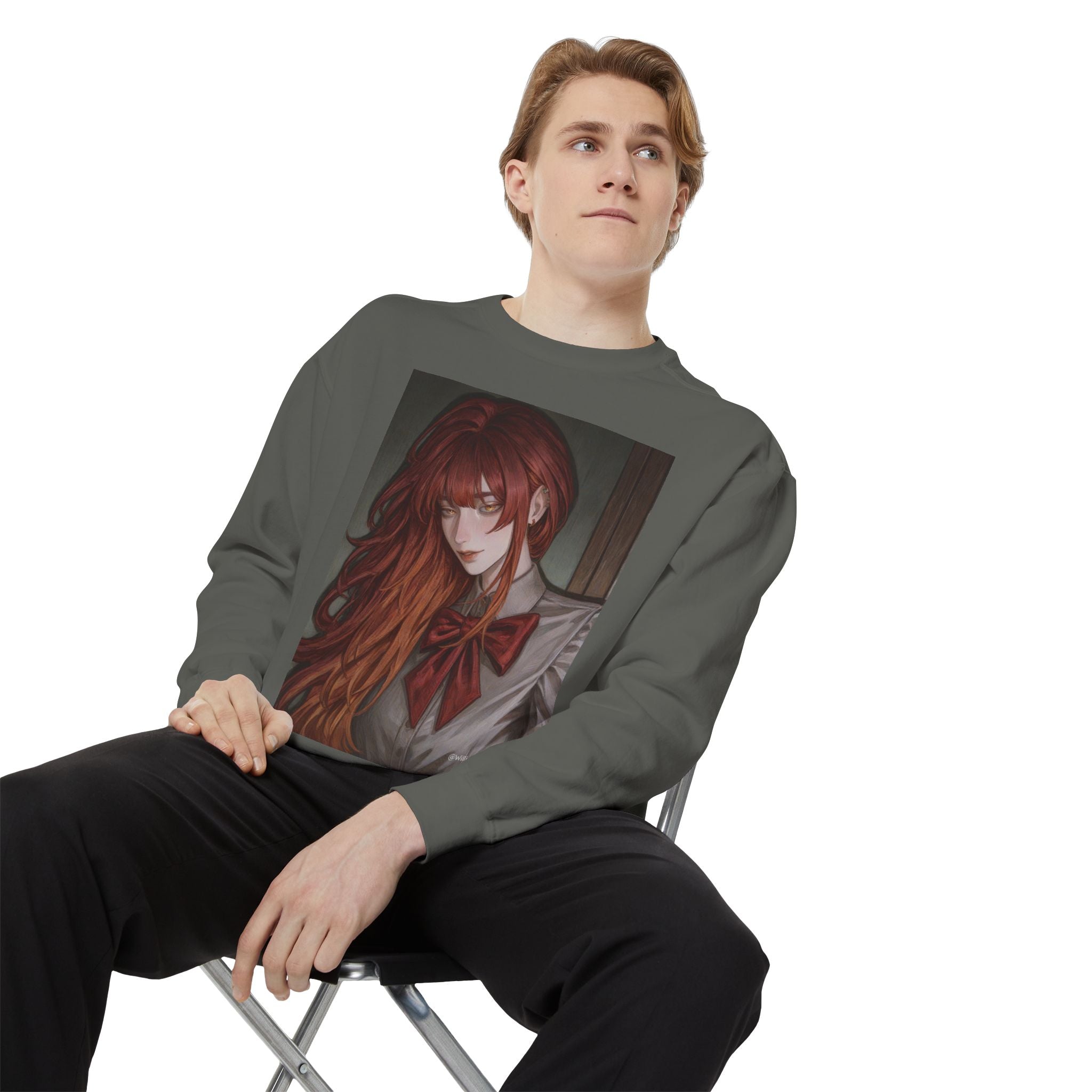 Anime Red-Headed Girl Sweatshirt — Gothic Schoolgirl Art Pullover